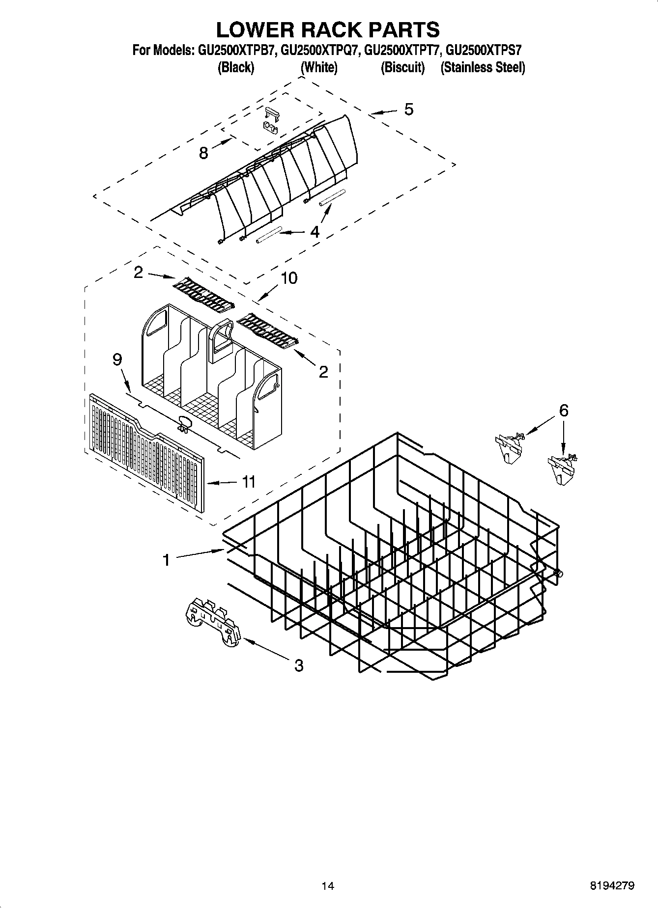 11 - LOWER RACK PARTS, OPTIONAL PARTS (NOT INCLUDED)