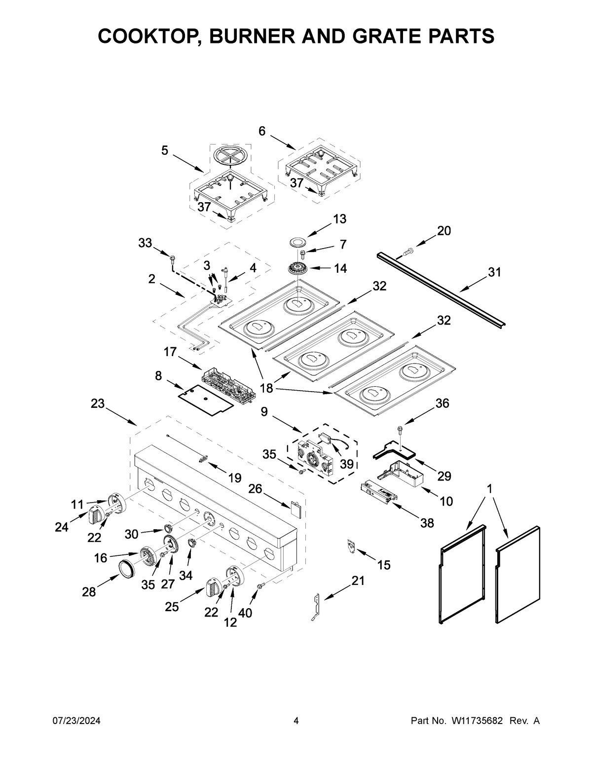 03 - COOKTOP, BURNER AND GRATE PARTS