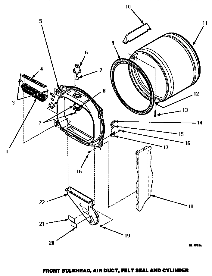 04 - FR BLKHD, AIR DUCT, FELT SEAL & CYLINDER