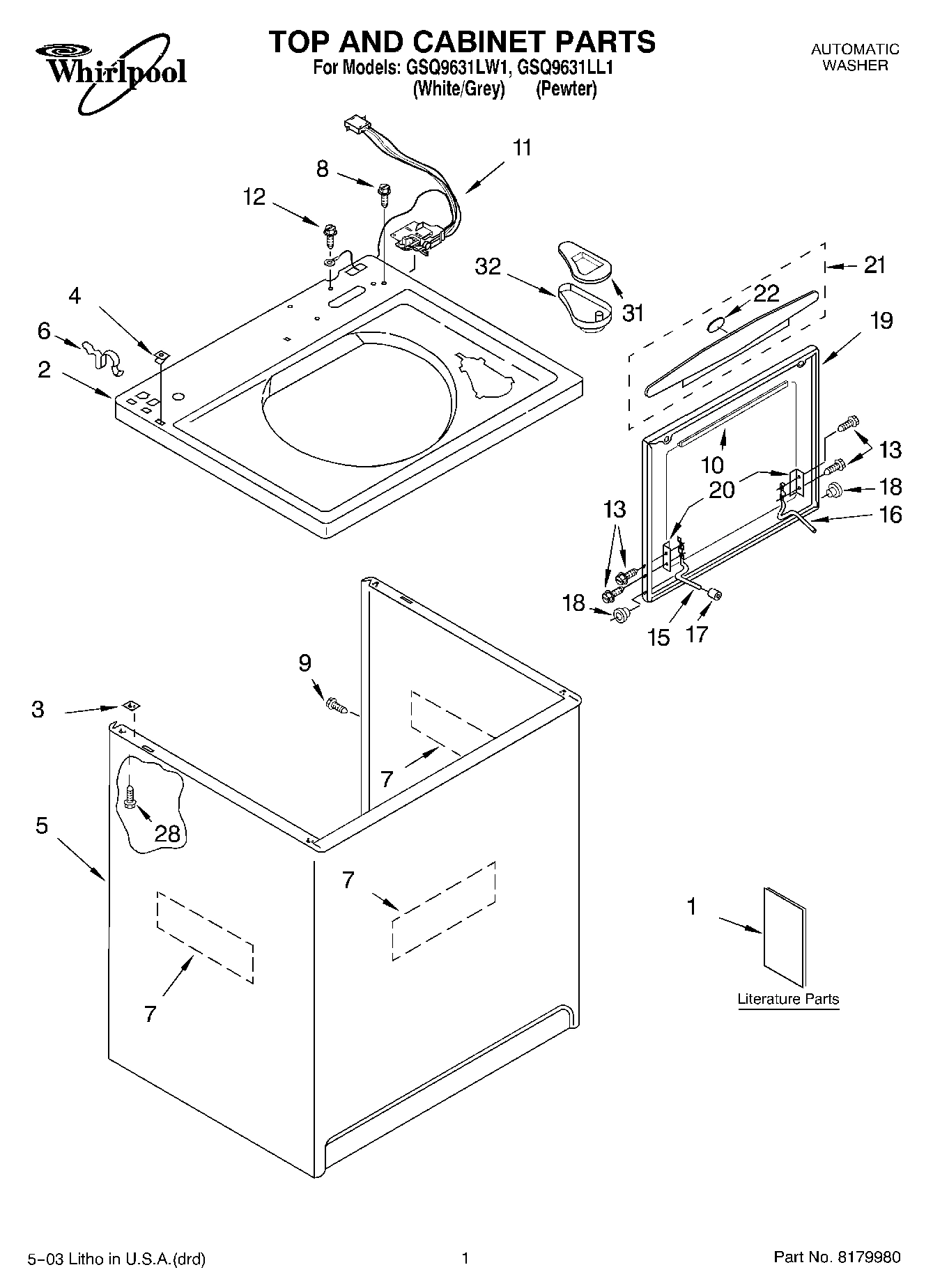 01 - TOP AND CABINET PARTS
