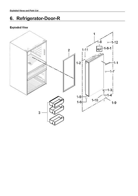 RIGHT REFRIGERATOR DOOR PARTS