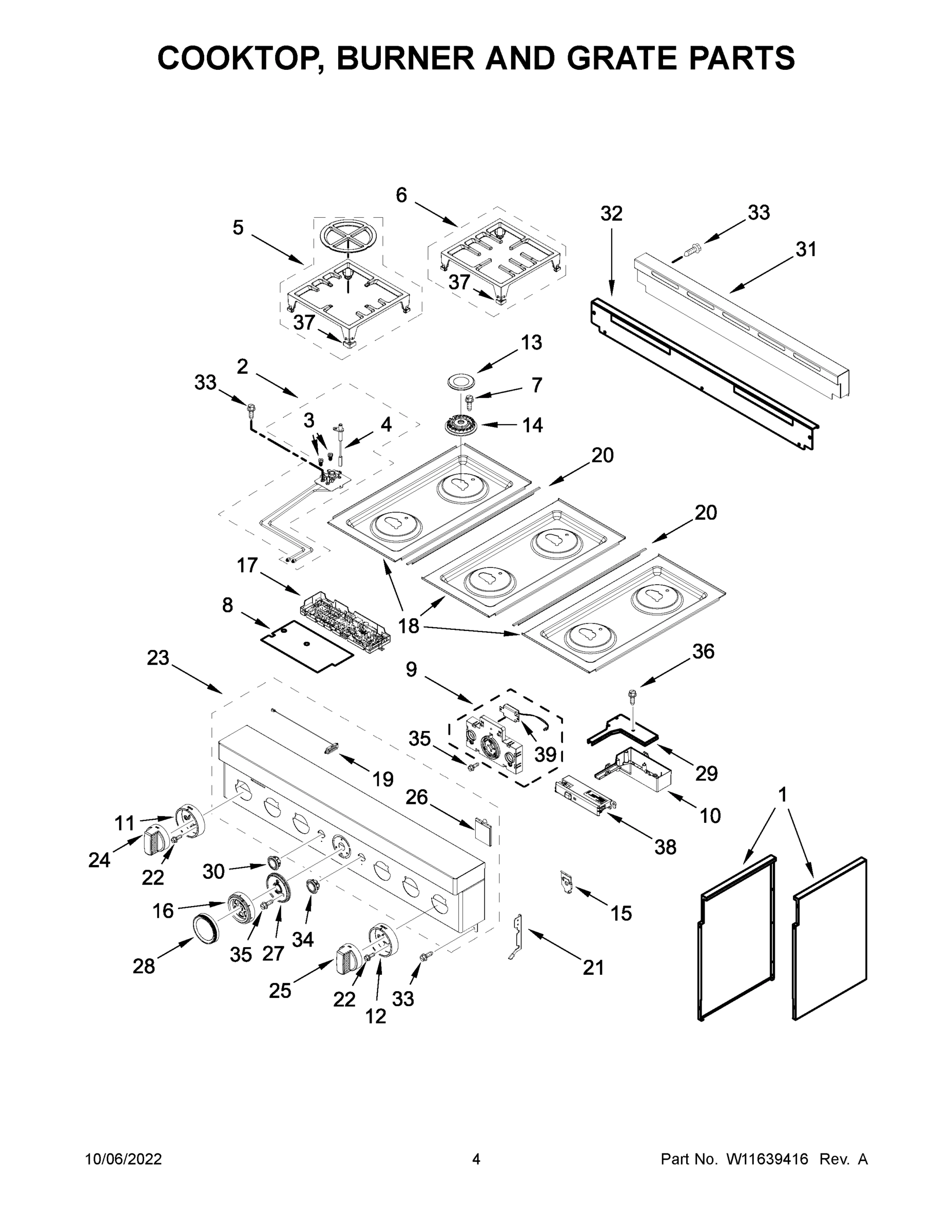 03 - COOKTOP, BURNER AND GRATE PARTS