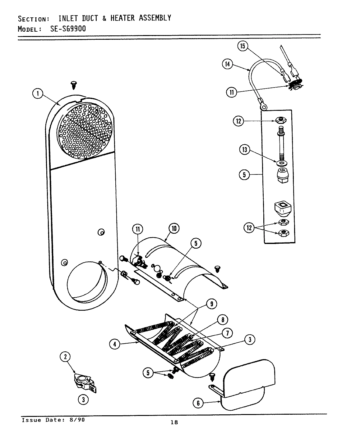 12 - INLET DUCT & HEATER ASSEMBLY (SE9900)