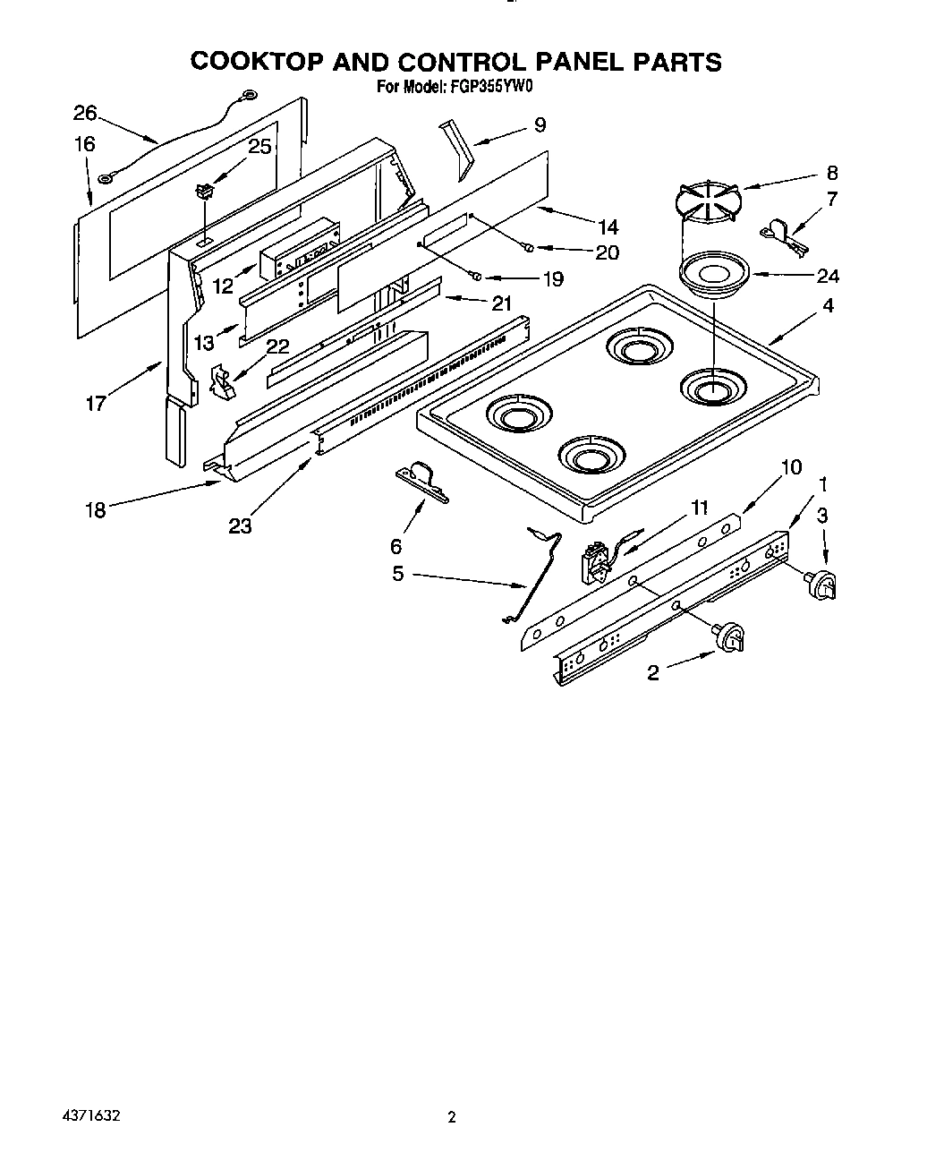 02 - COOKTOP AND CONTROL PANEL, LIT/OPTI