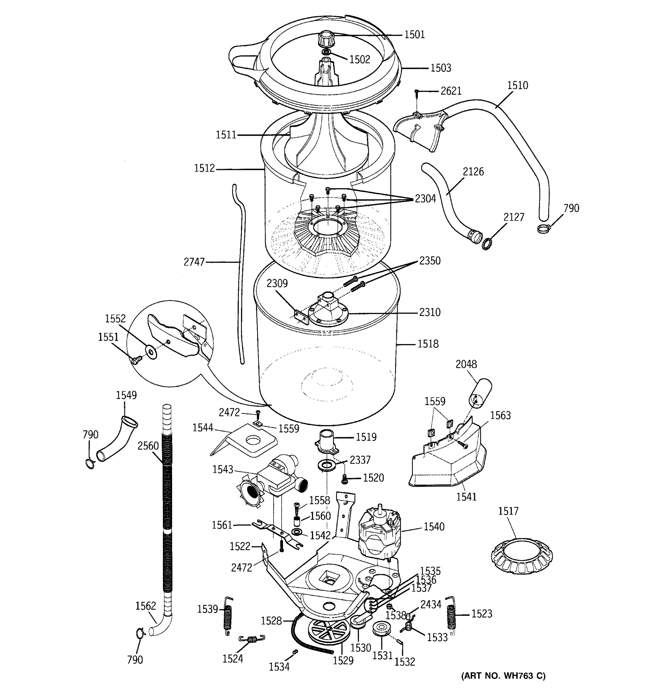 WASHER-TUBS, HOSES & MOTOR