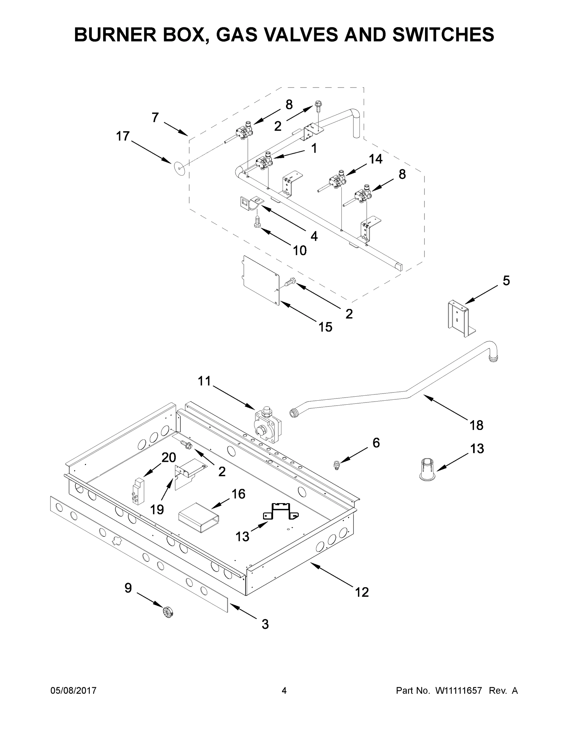 03 - BURNER BOX, GAS VALVES AND SWITCHES