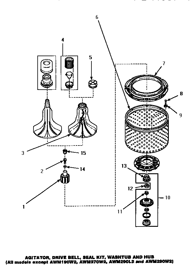 03 - AGITATOR/DRIVE BELL/SEAL KIT/TUB & HUB