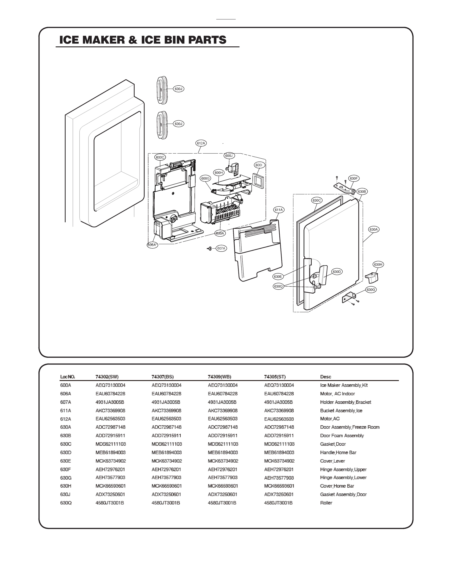 ICEMAKER & ICE BIN PARTS