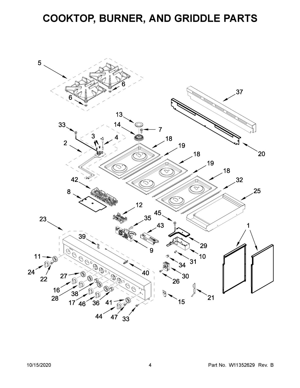 03 - COOKTOP, BURNER, AND GRIDDLE PARTS
