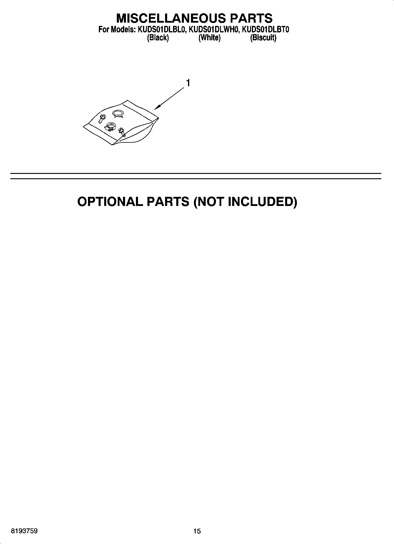 12 - MISCELLANEOUS PARTS OPTIONAL PARTS (NOT INCLUDED)