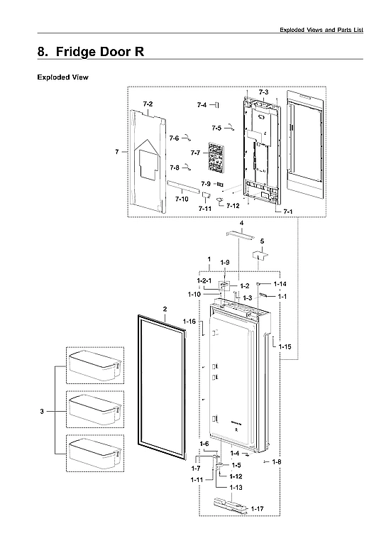 RIGHT REFRIGERATOR DOOR PARTS
