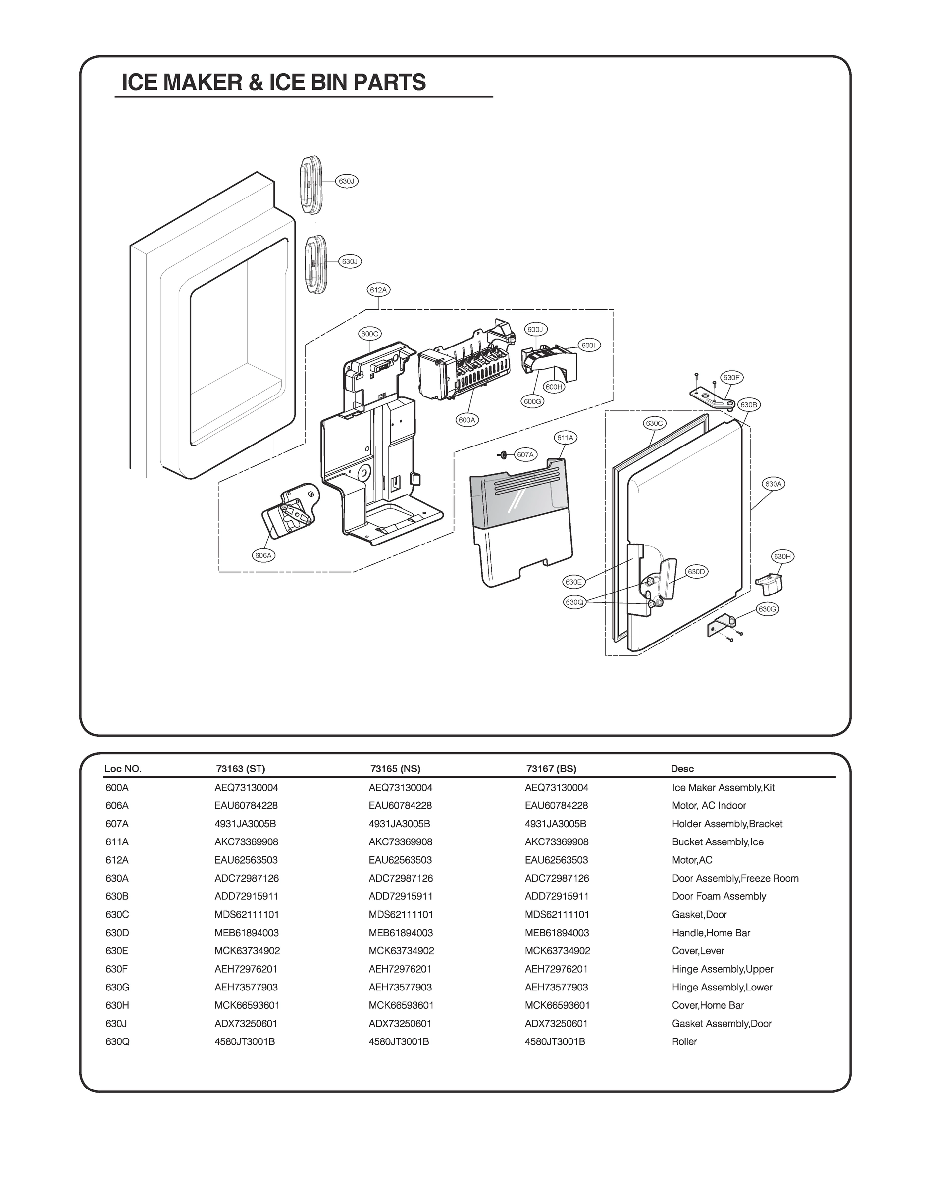 ICE MAKER & ICE BIN PARTS