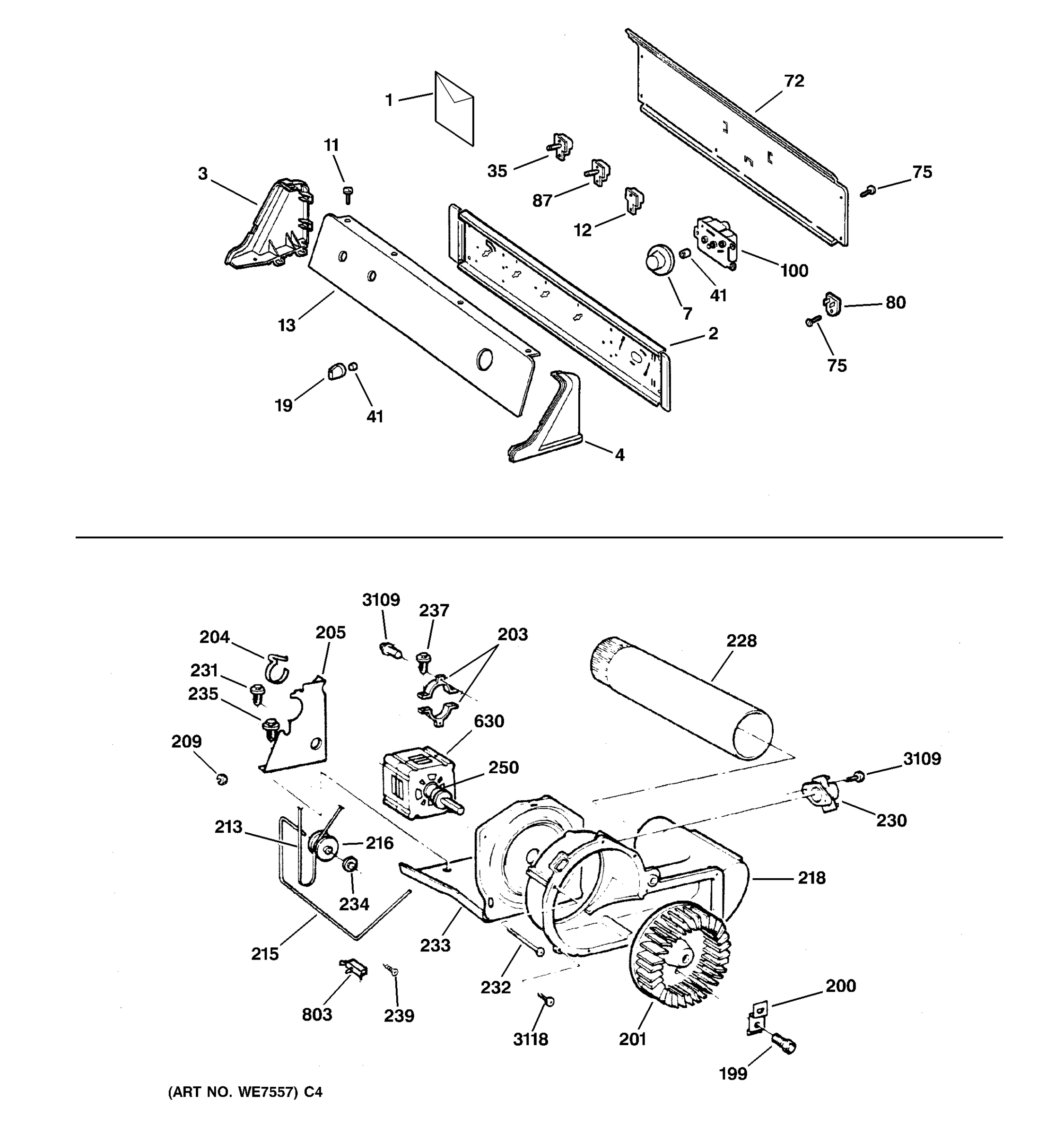 BACKSPLASH, BLOWER & DRIVE ASSEMBLY