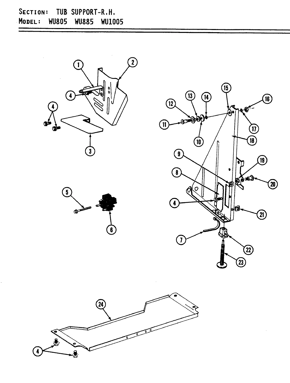 13 - TUB SUPPORT (RIGHT) (WU1005)