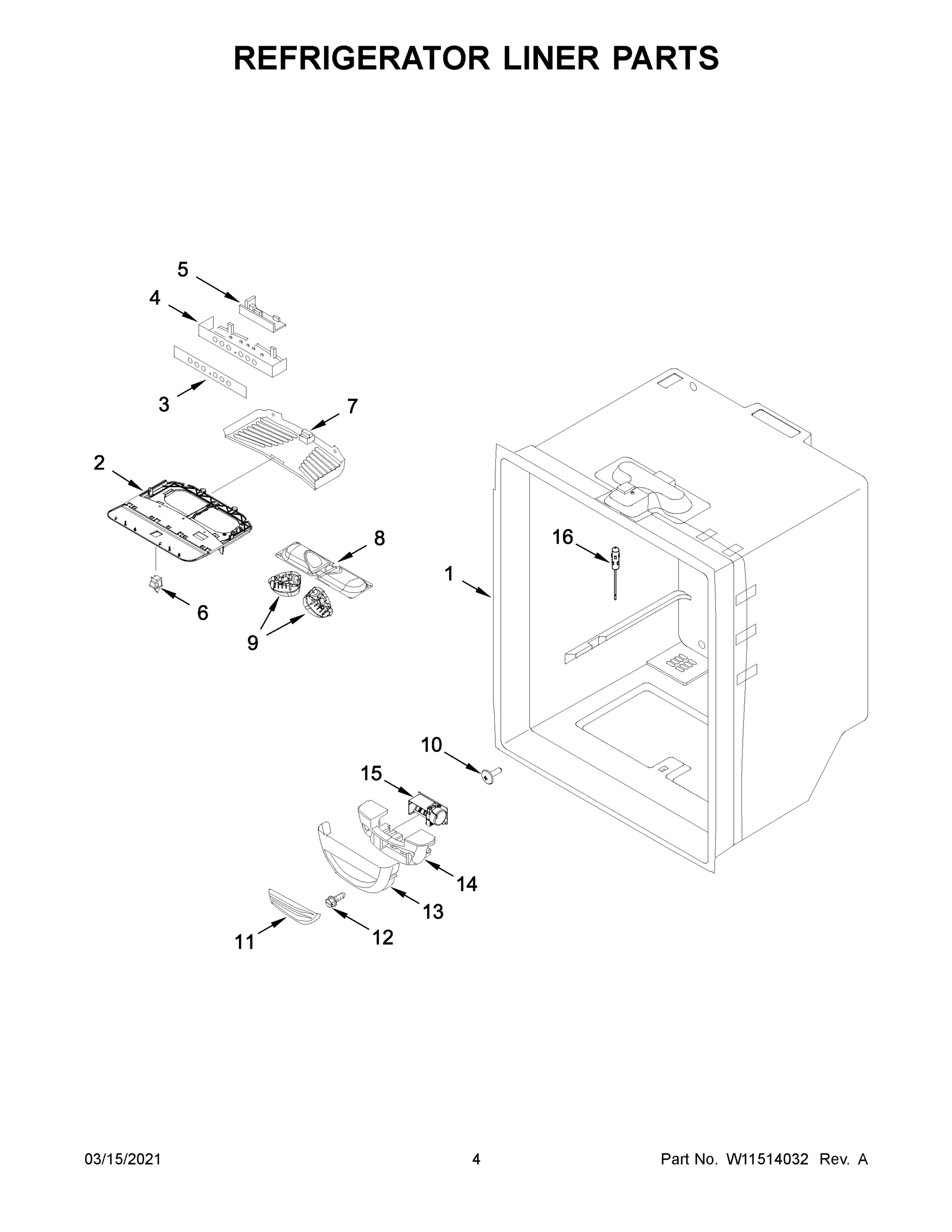 03 - REFRIGERATOR LINER PARTS