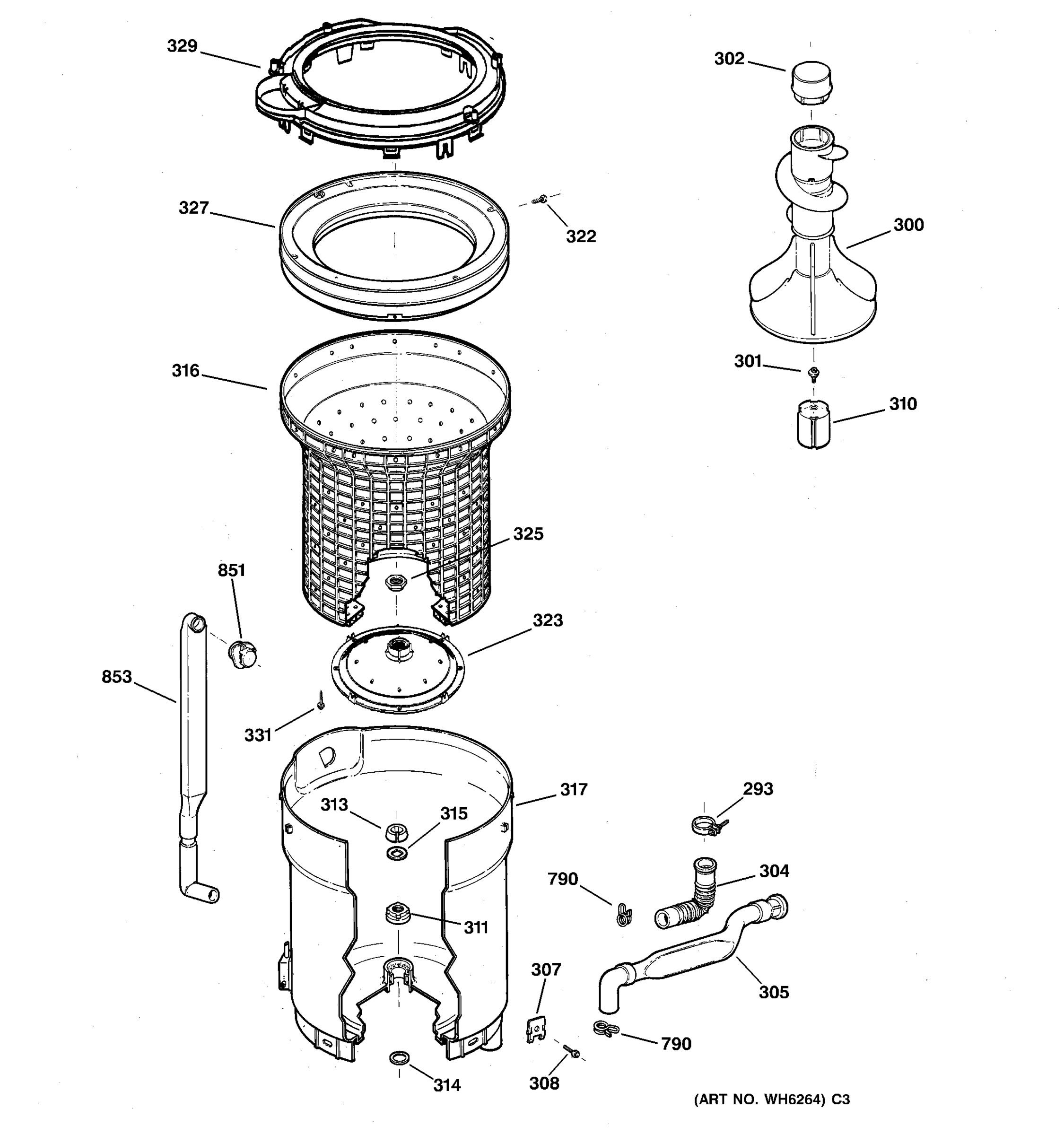 TUB, BASKET & AGITATOR