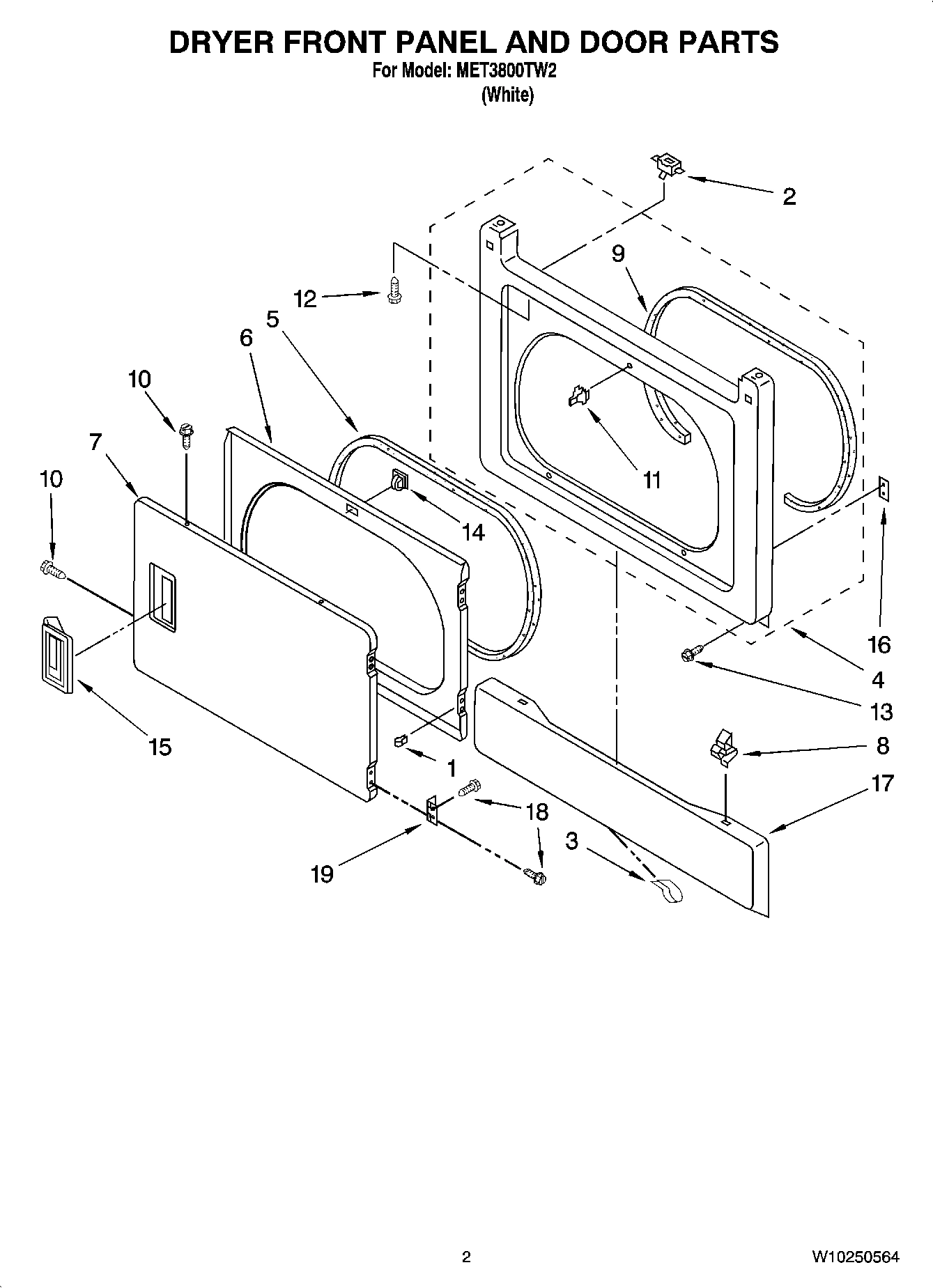 02 - DRYER FRONT PANEL AND DOOR PARTS