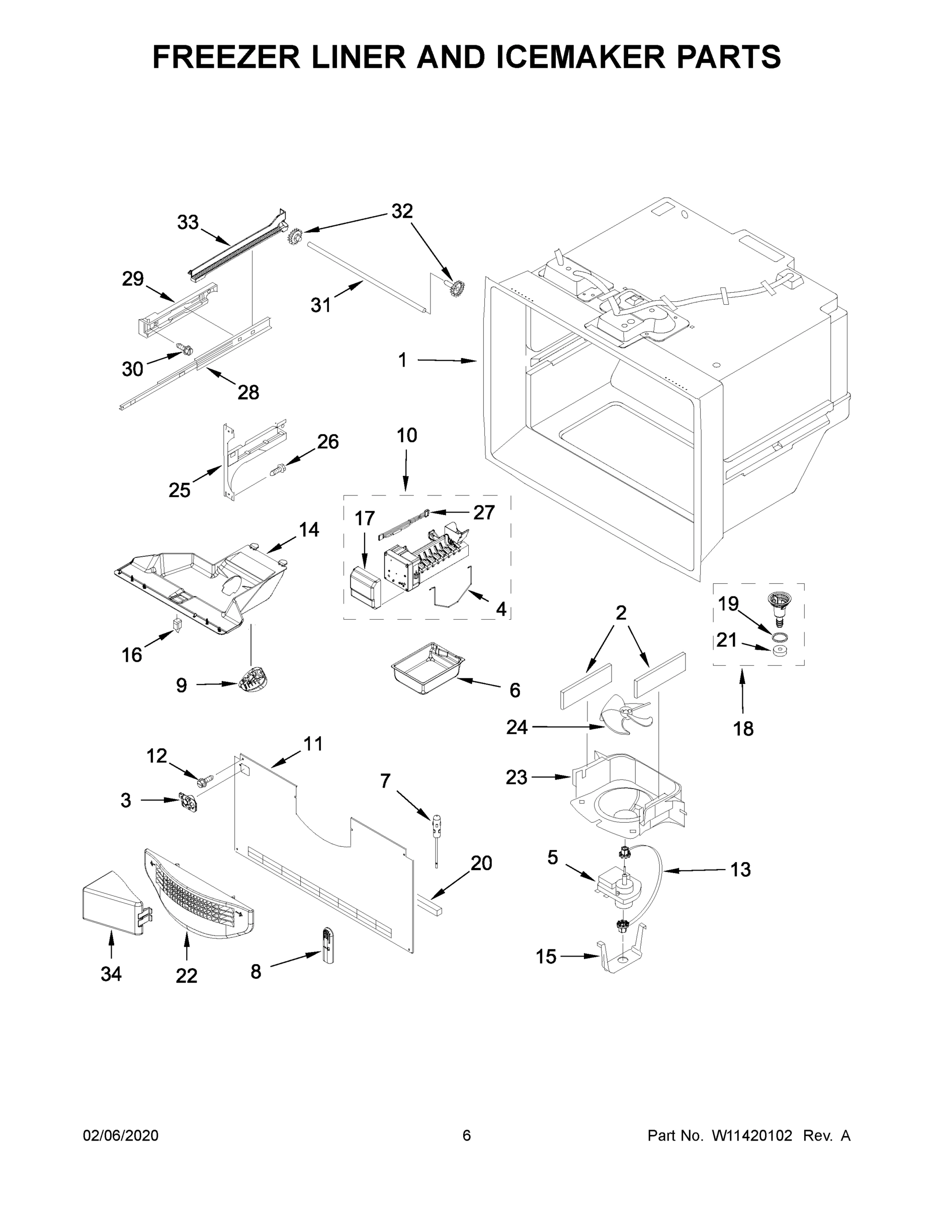 04 - FREEZER LINER AND ICEMAKER PARTS