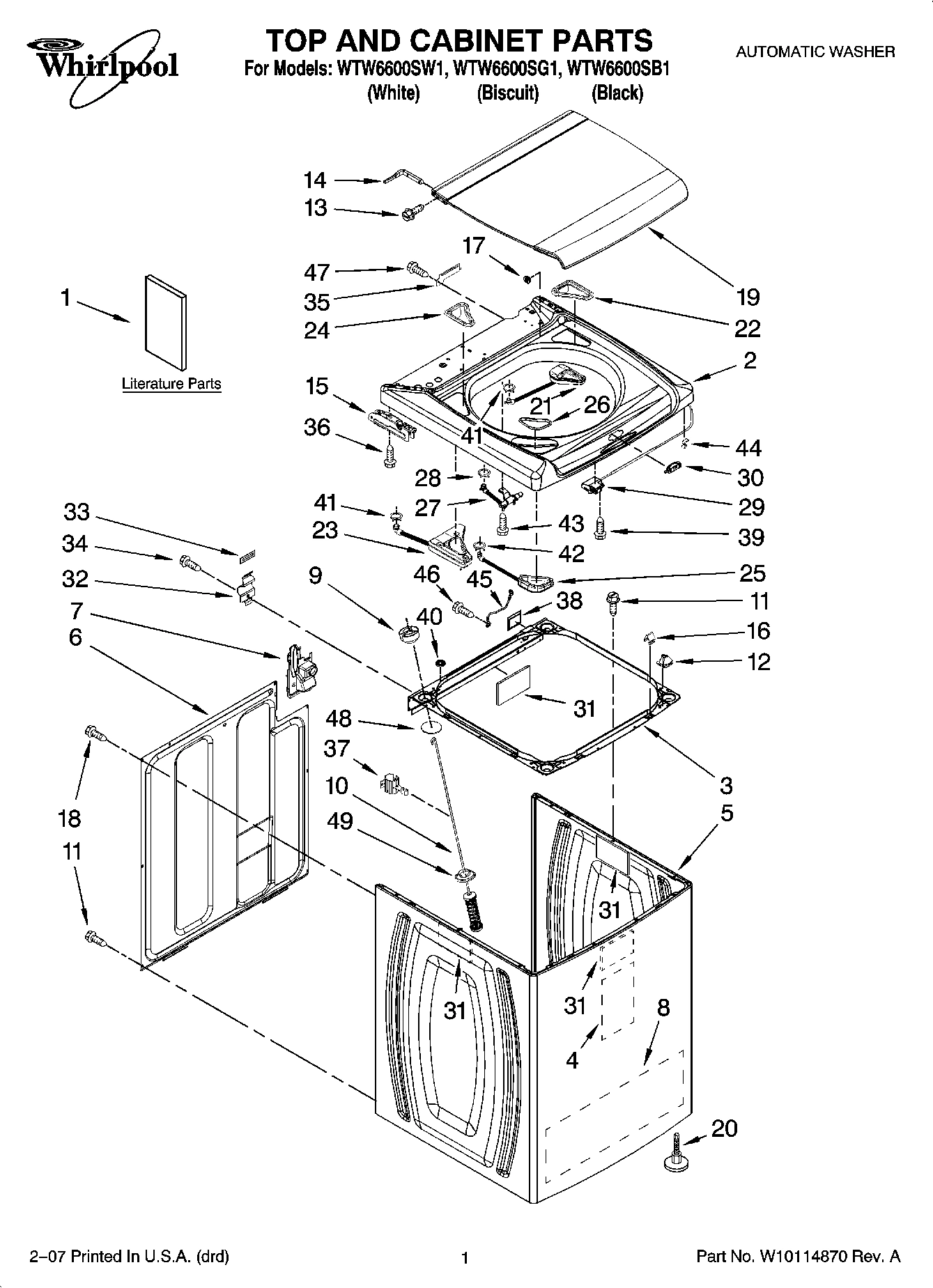 01 - TOP AND CABINET PARTS