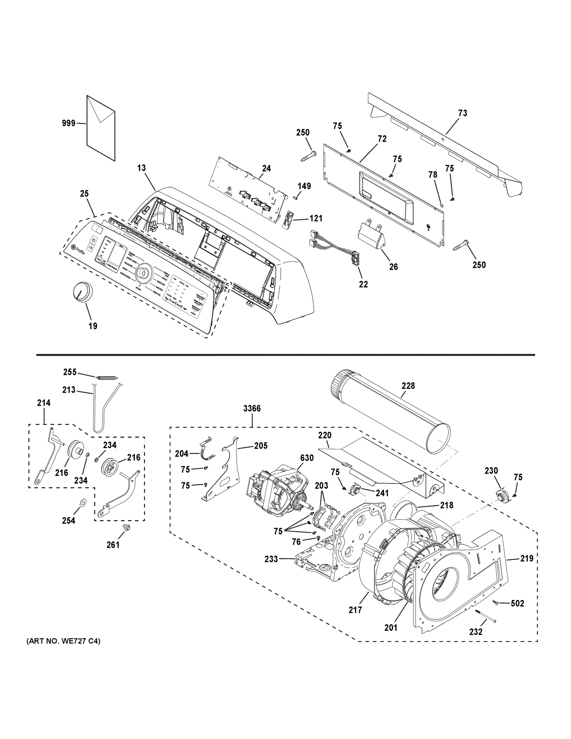 BACKPLASH, BLOWER & MOTOR ASSEMBLY