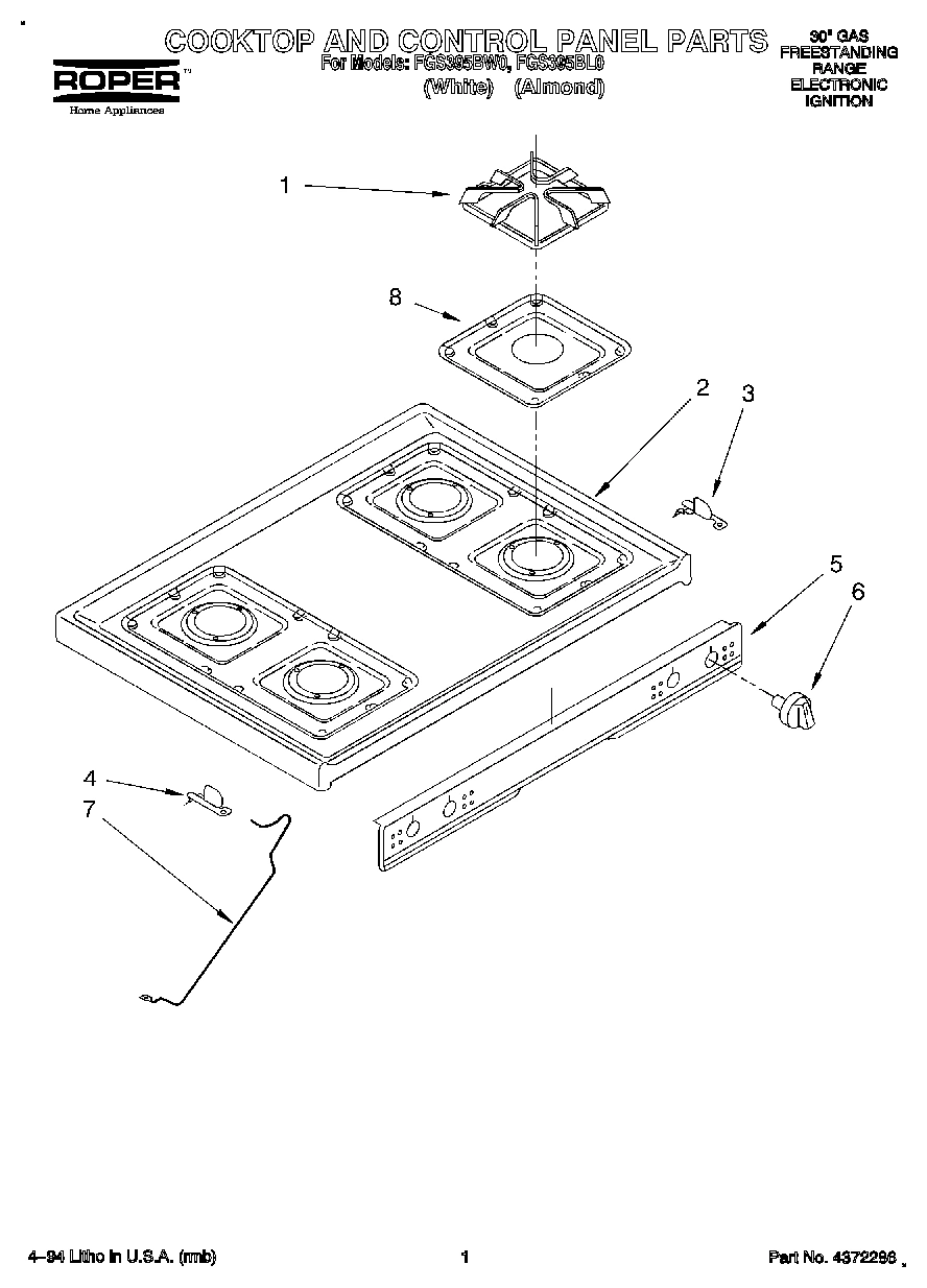 01 - COOKTOP AND CONTROL PANEL
