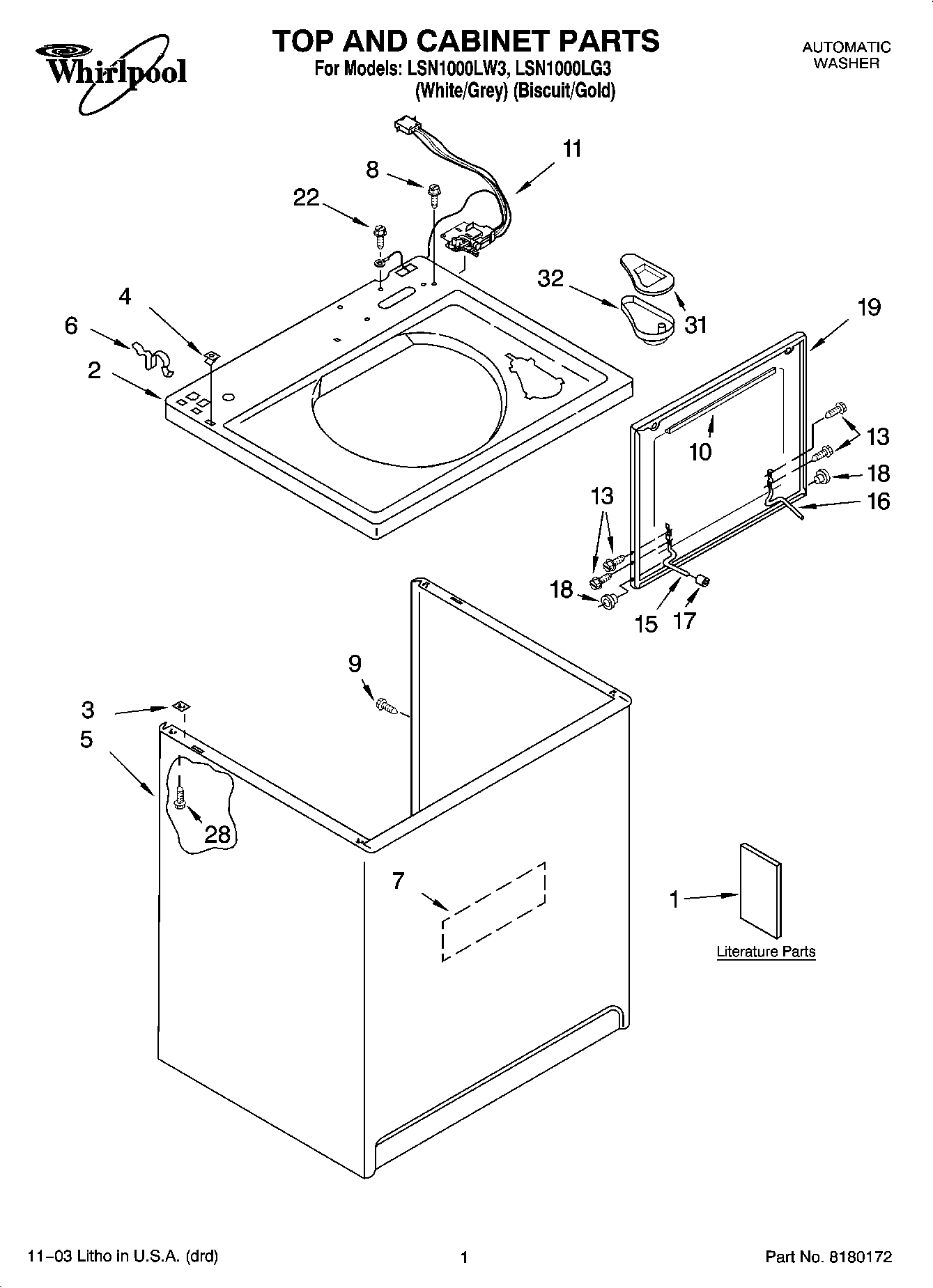 01 - TOP AND CABINET PARTS