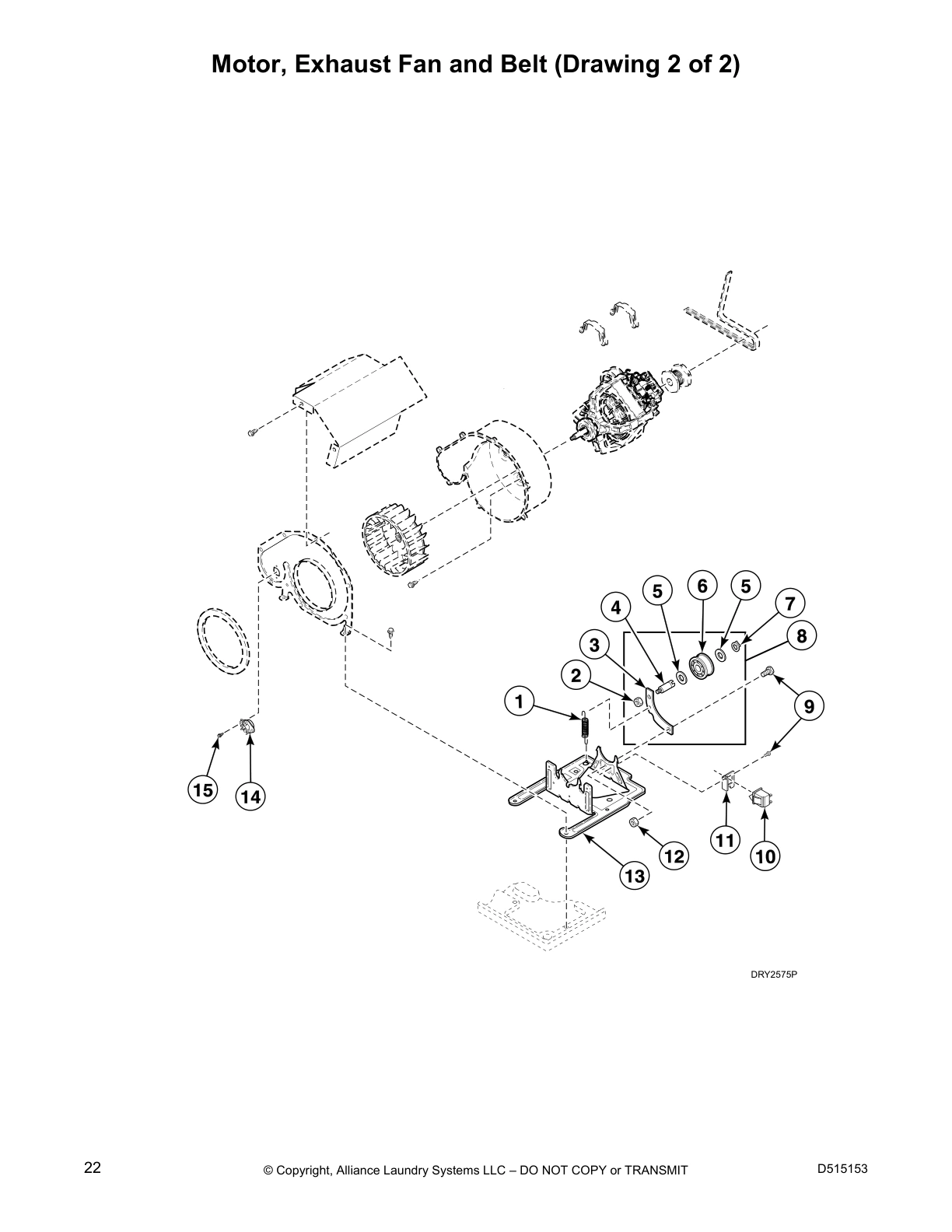 Motor, Exhaust Fan and Belt (Drawing 2 of 2)