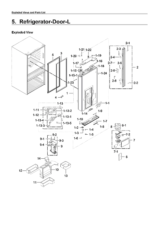 LEFT REFRIGERATOR DOOR PARTS