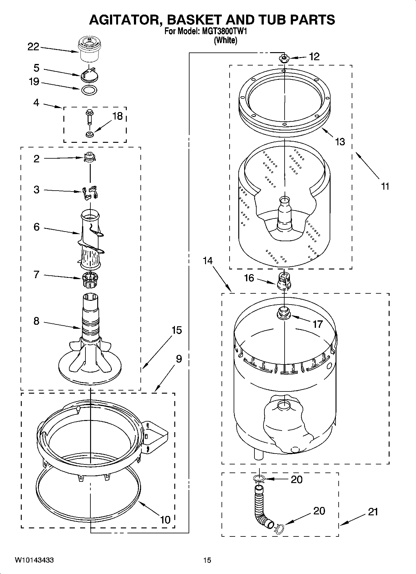 10 - AGITATOR, BASKET AND TUB PARTS