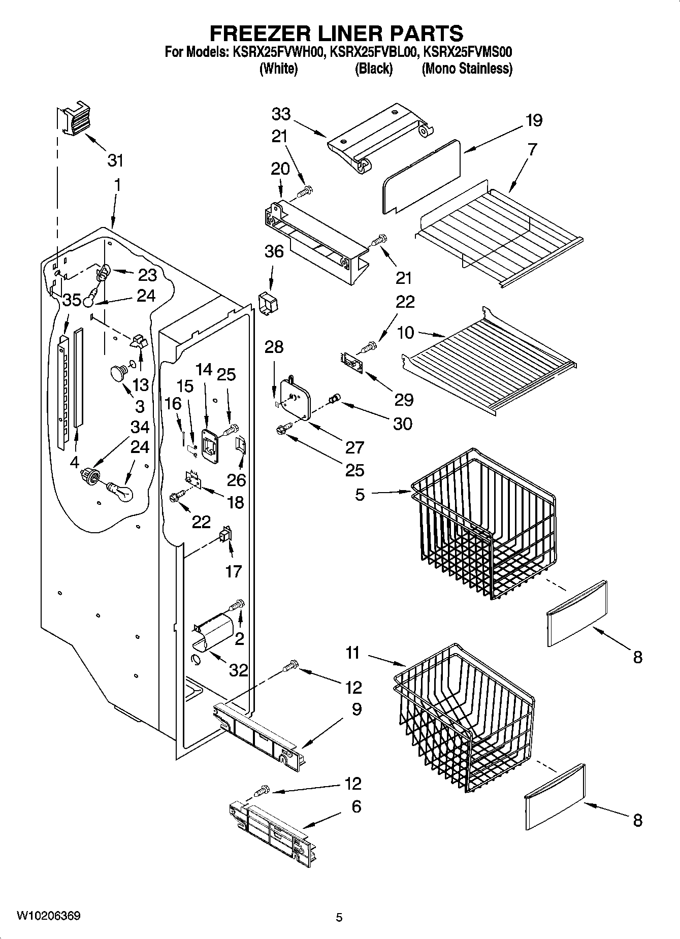 04 - FREEZER LINER PARTS