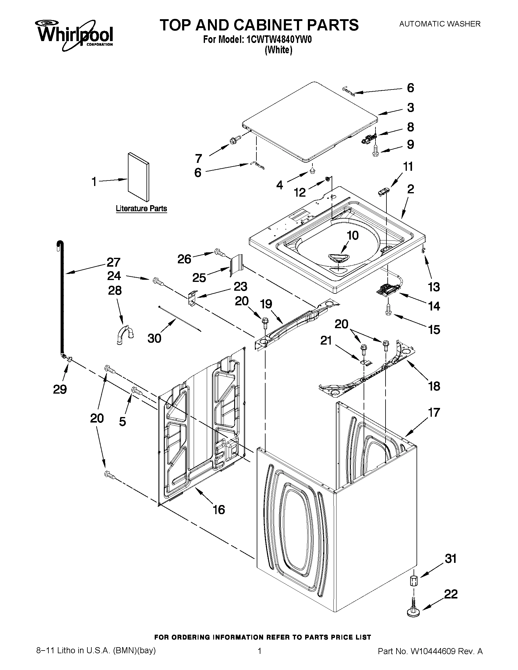01 - TOP AND CABINET PARTS