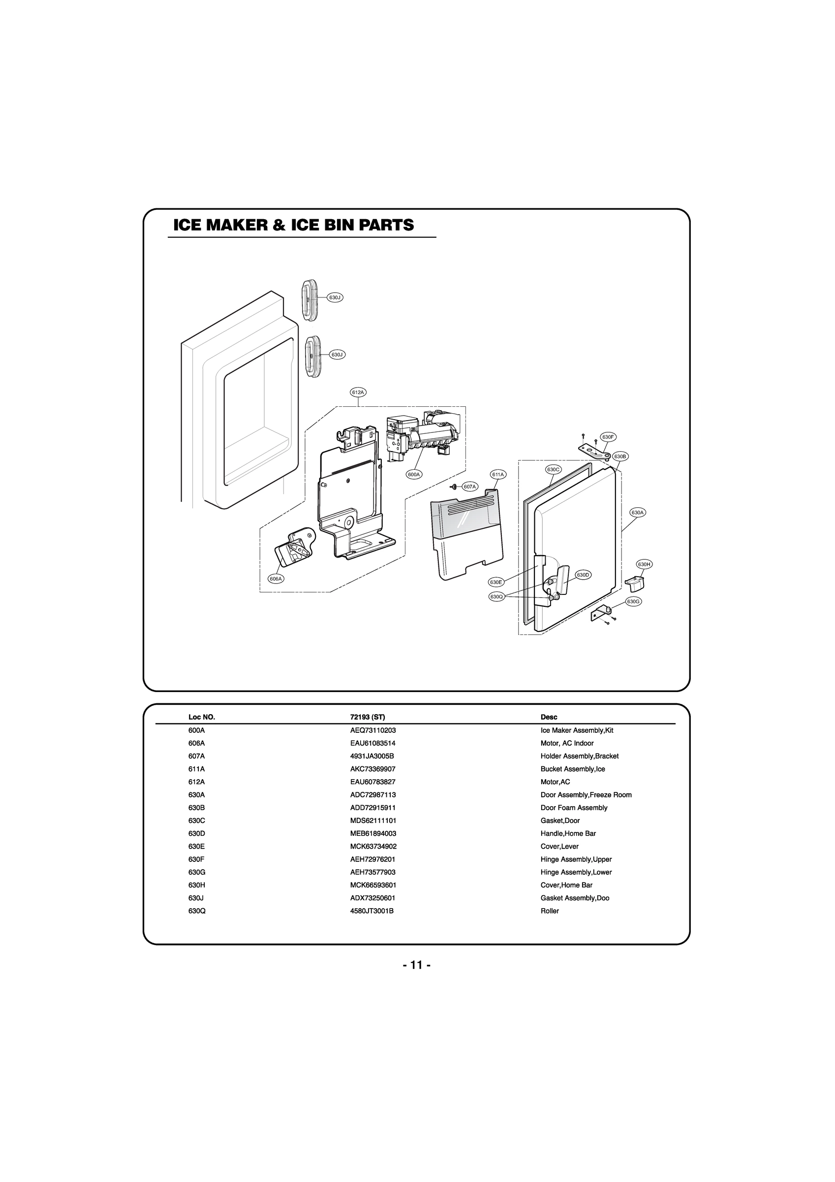 ICE MAKER & ICE BIN PARTS