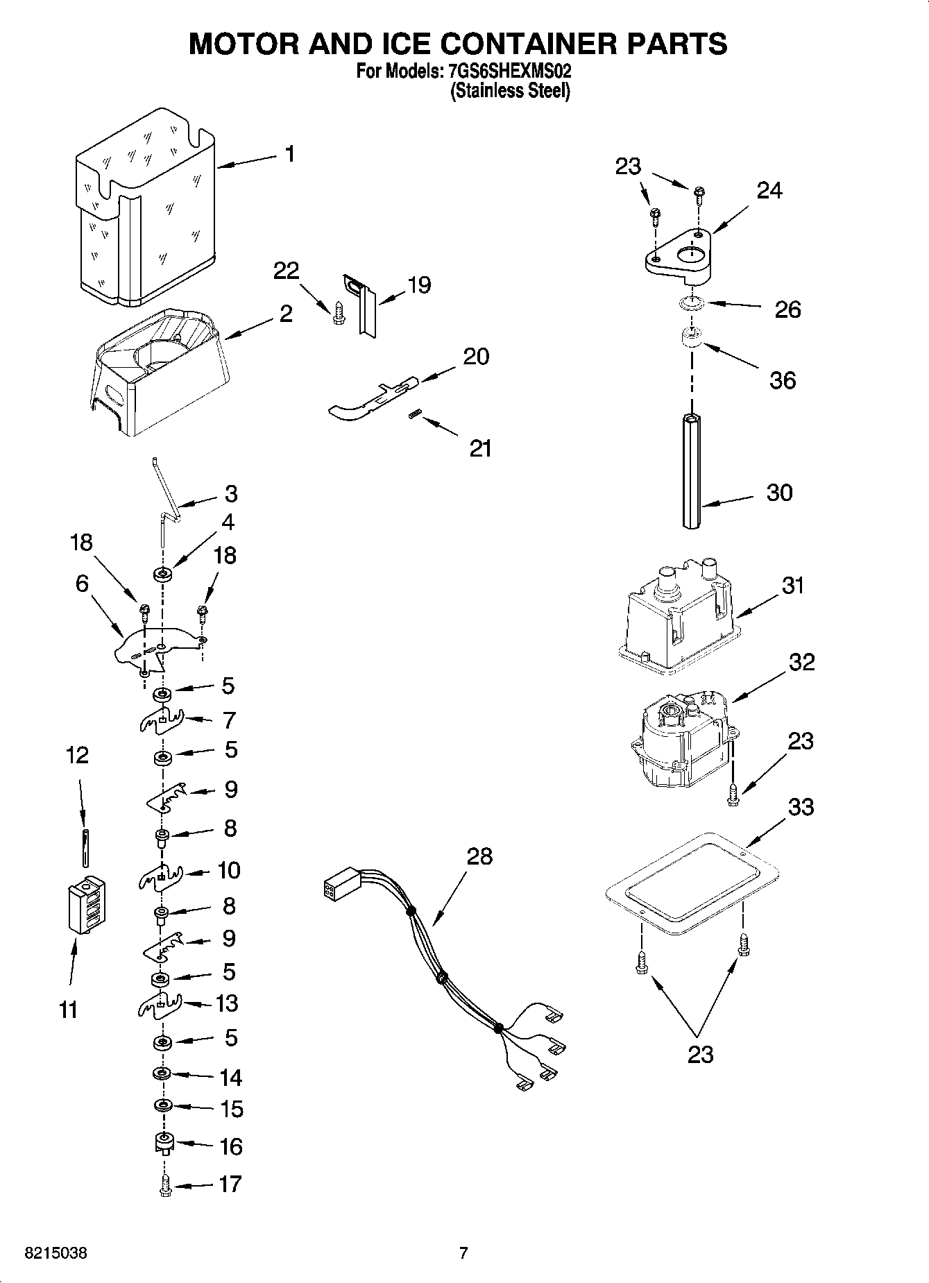 05 - MOTOR AND ICE CONTAINER PARTS