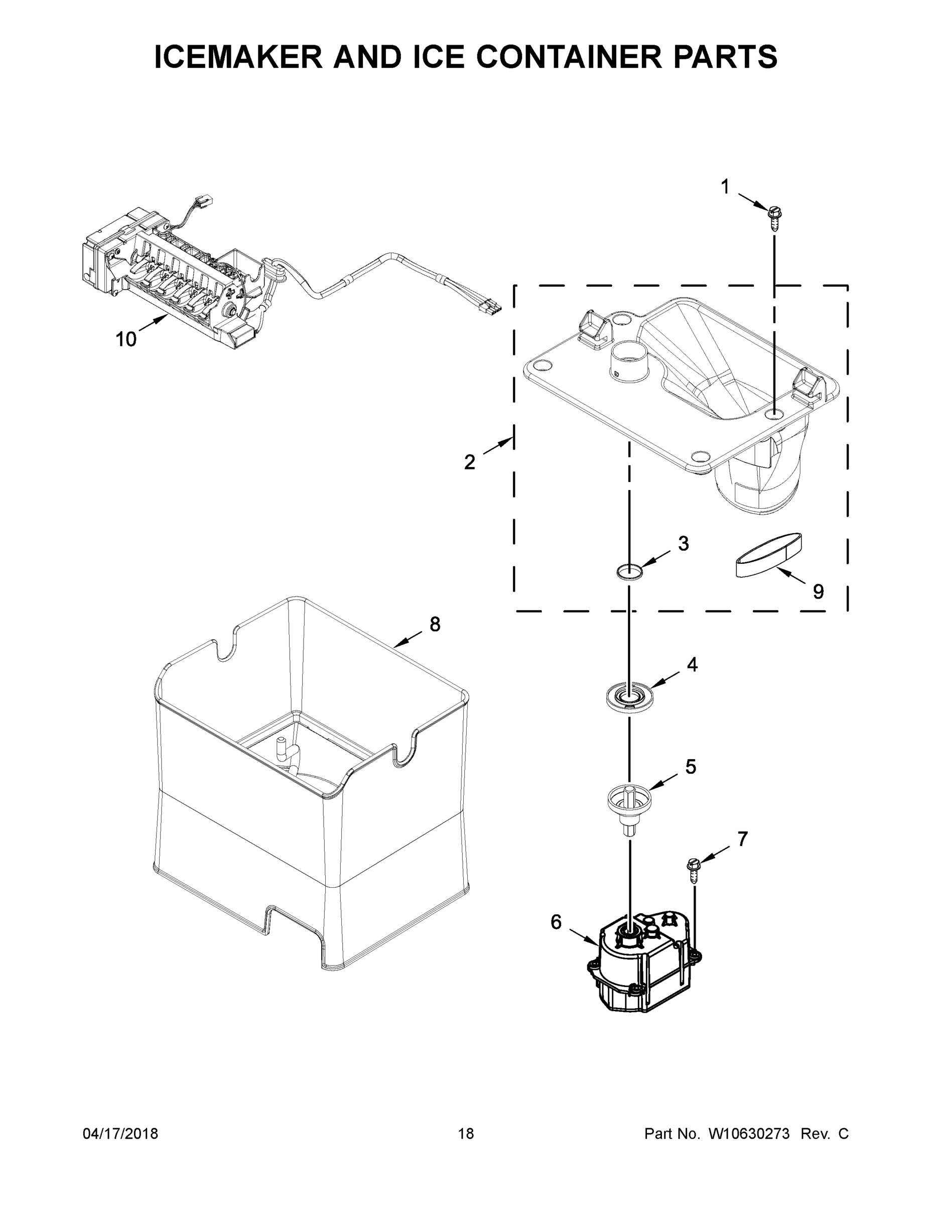 10 - ICEMAKER AND ICE CONTAINER PARTS
