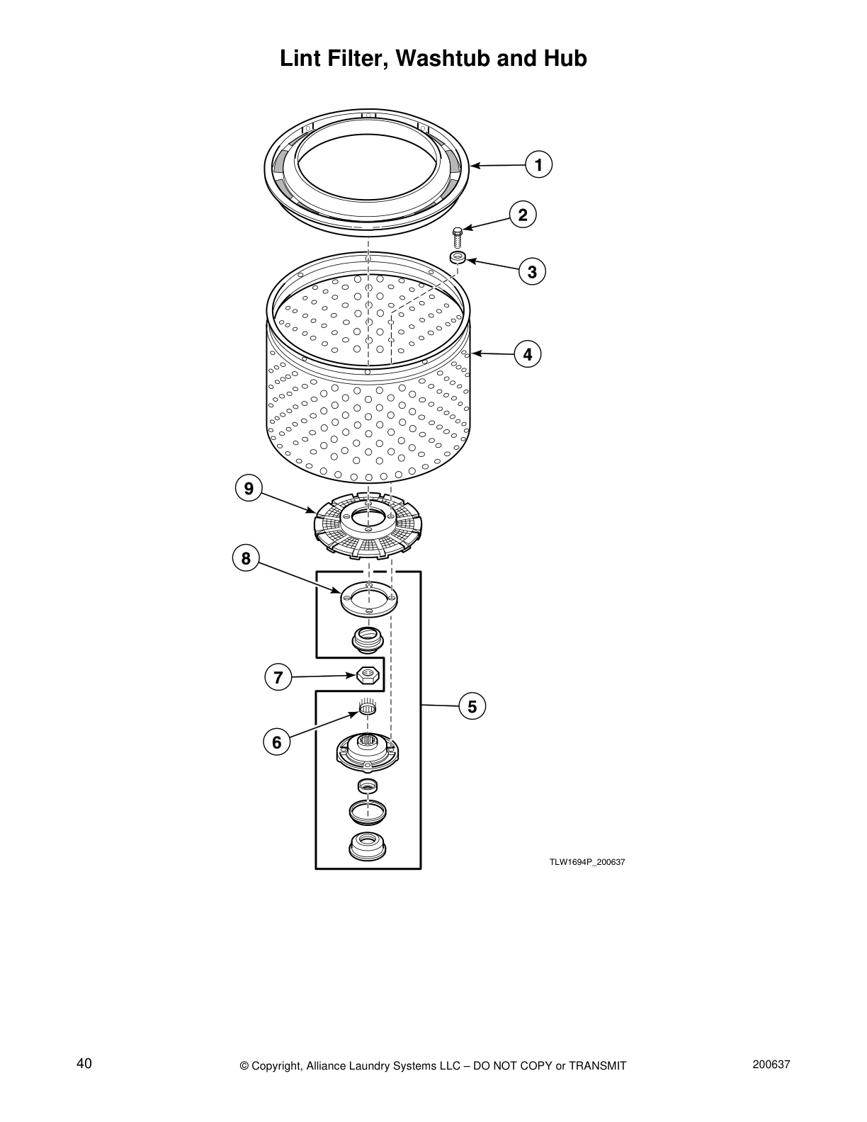 Lint Filter, Washtub and Hub