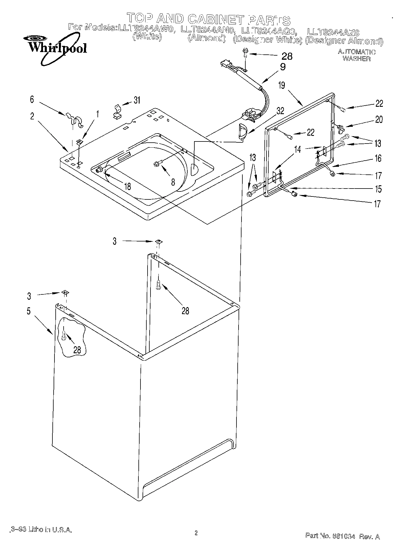 01 - TOP AND CABINET, LIT/OPTIONAL