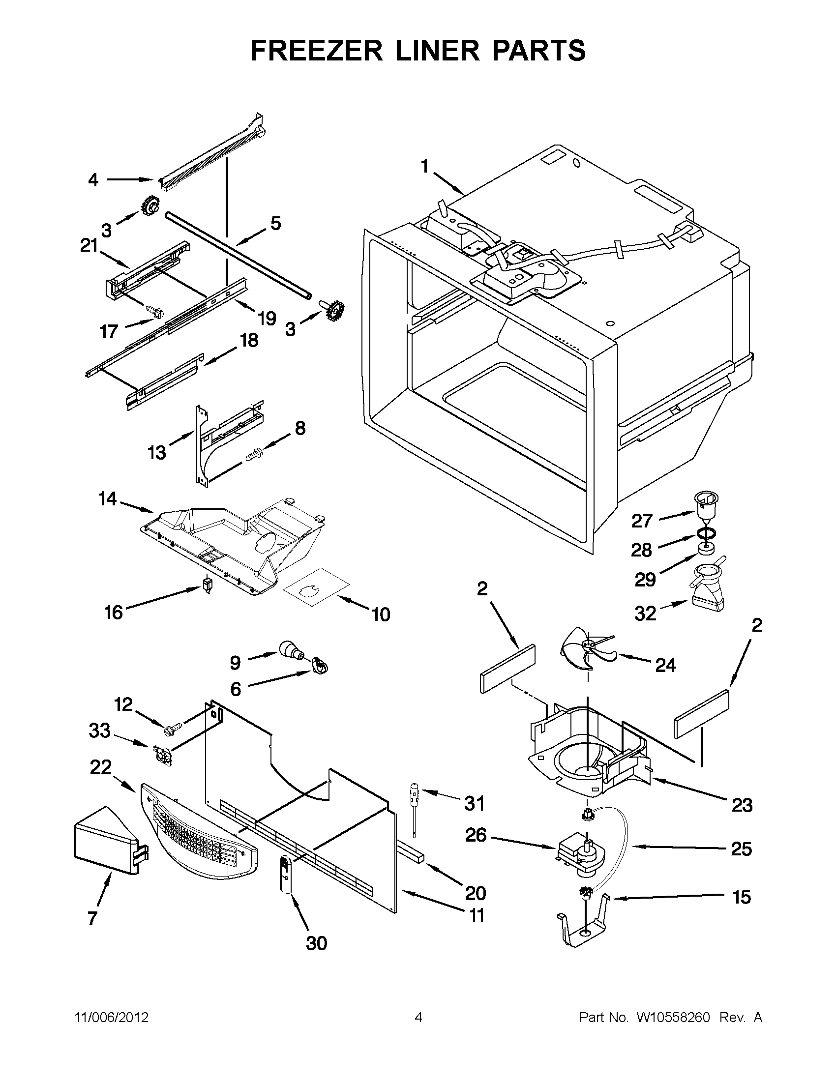 02 - FREEZER LINER PARTS