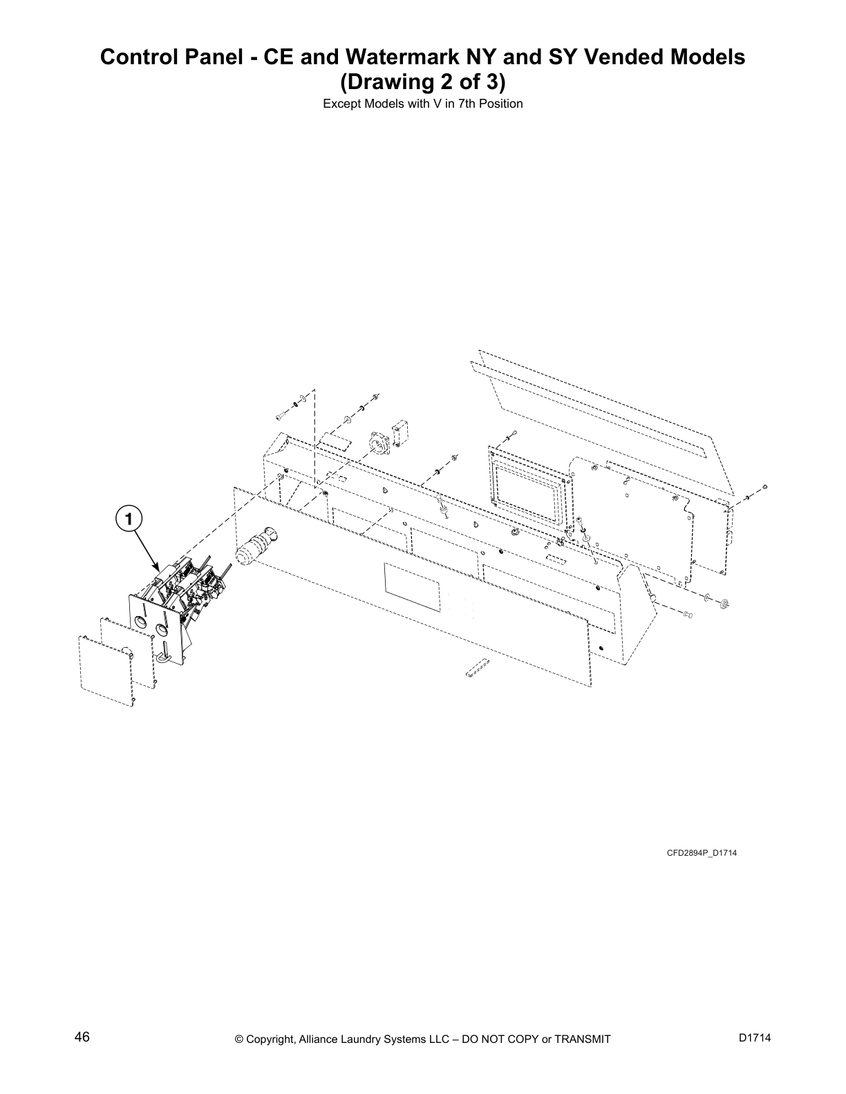 Control Panel - CE and Watermark NY and SY Vended Models
(Drawing 2 of 3)