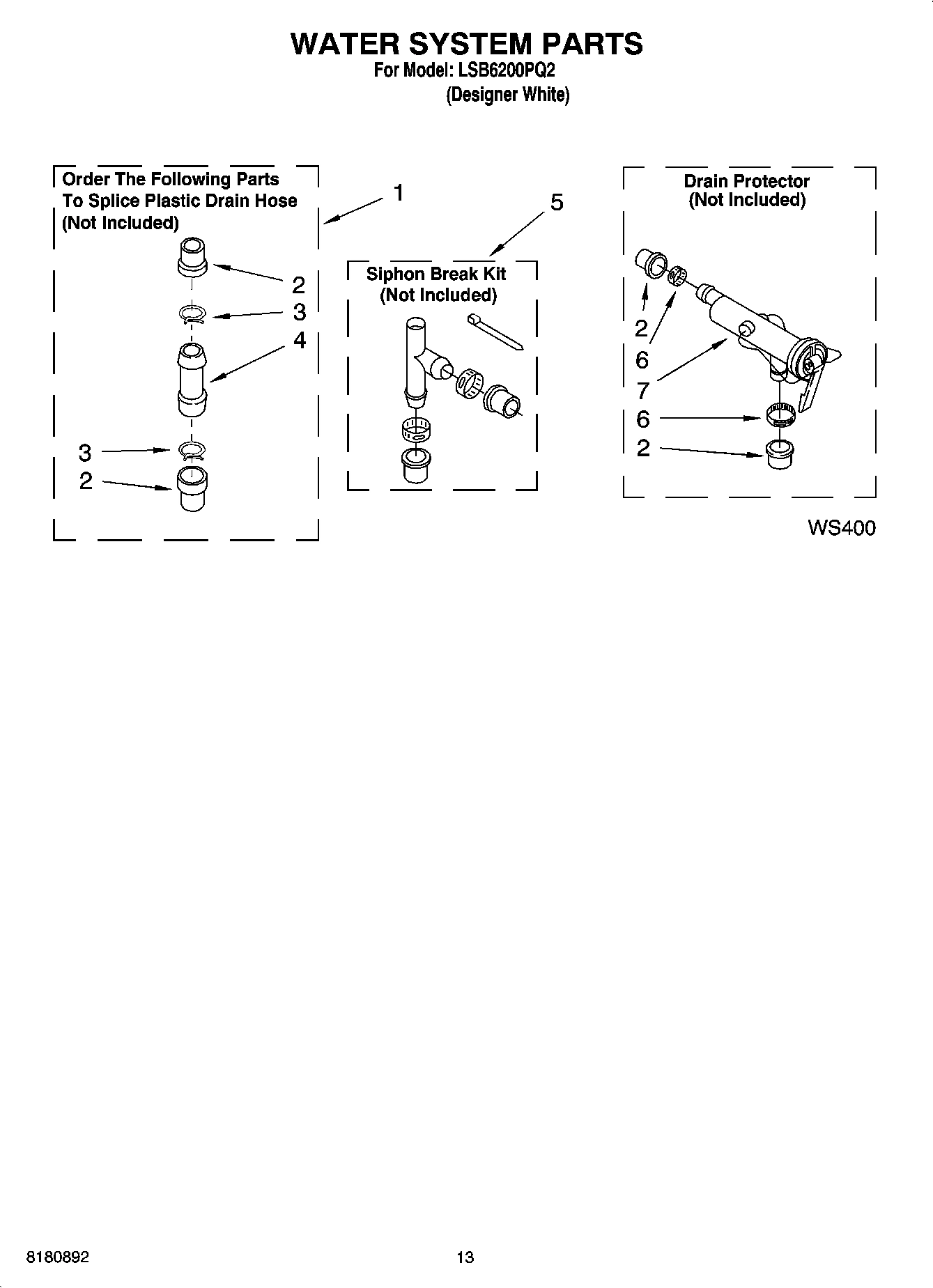 09 - WATER SYSTEM PARTS, OPTIONAL PARTS (NOT INCLUDED)