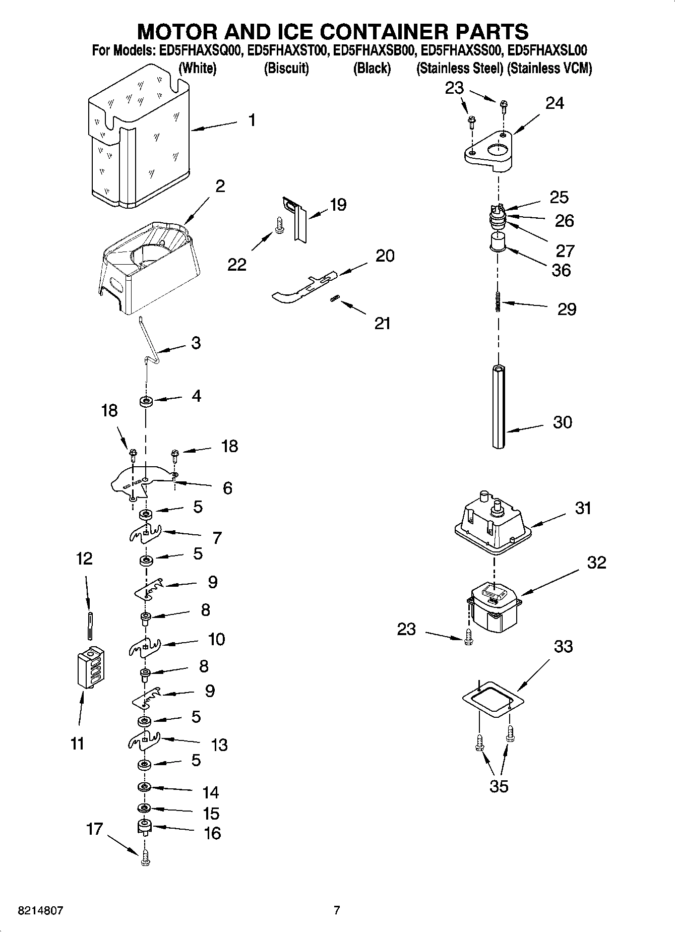 05 - MOTOR AND ICE CONTAINER PARTS