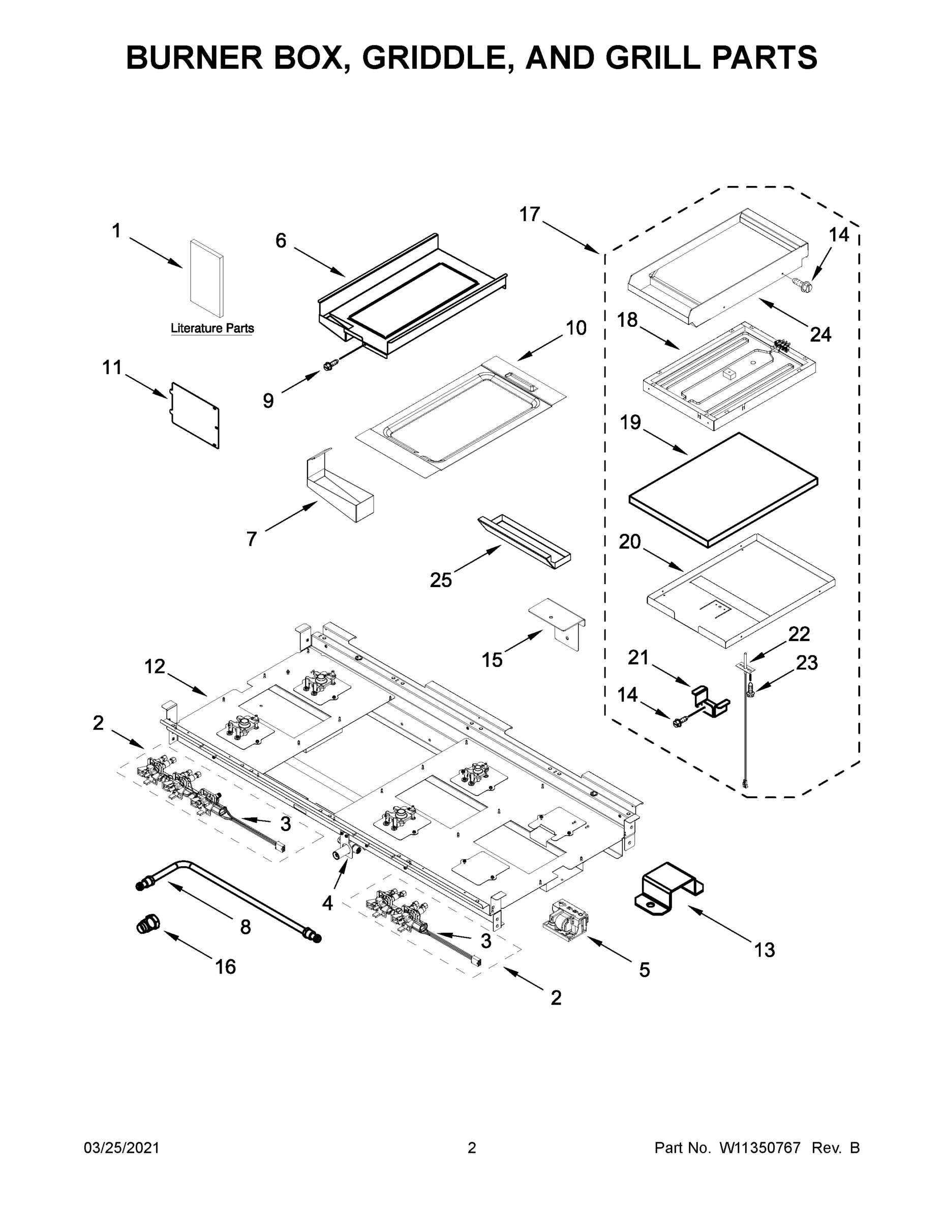02 - BURNER BOX, GRIDDLE, AND GRILL PARTS