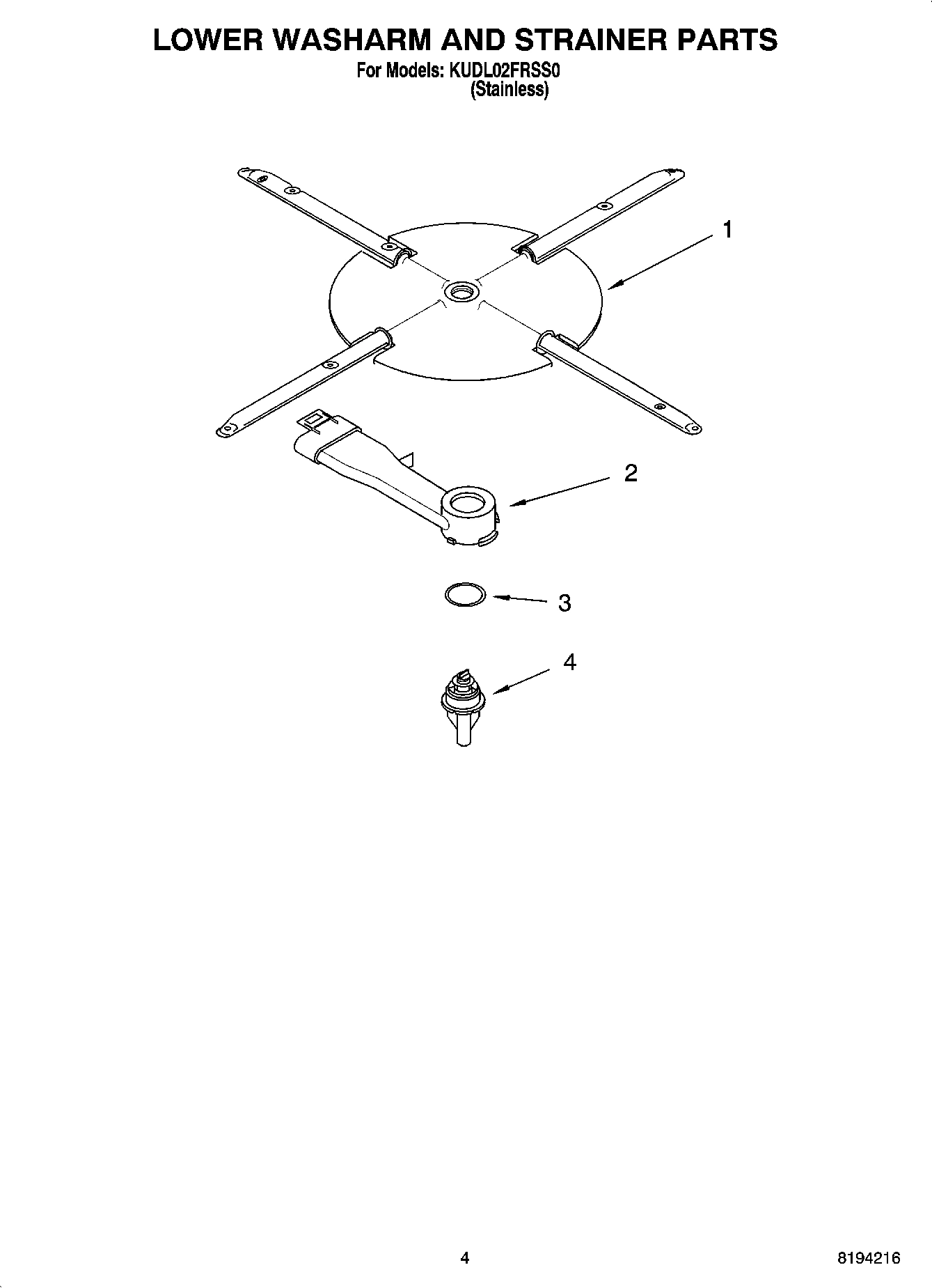 04 - LOWER WASHARM AND STRAINER PARTS