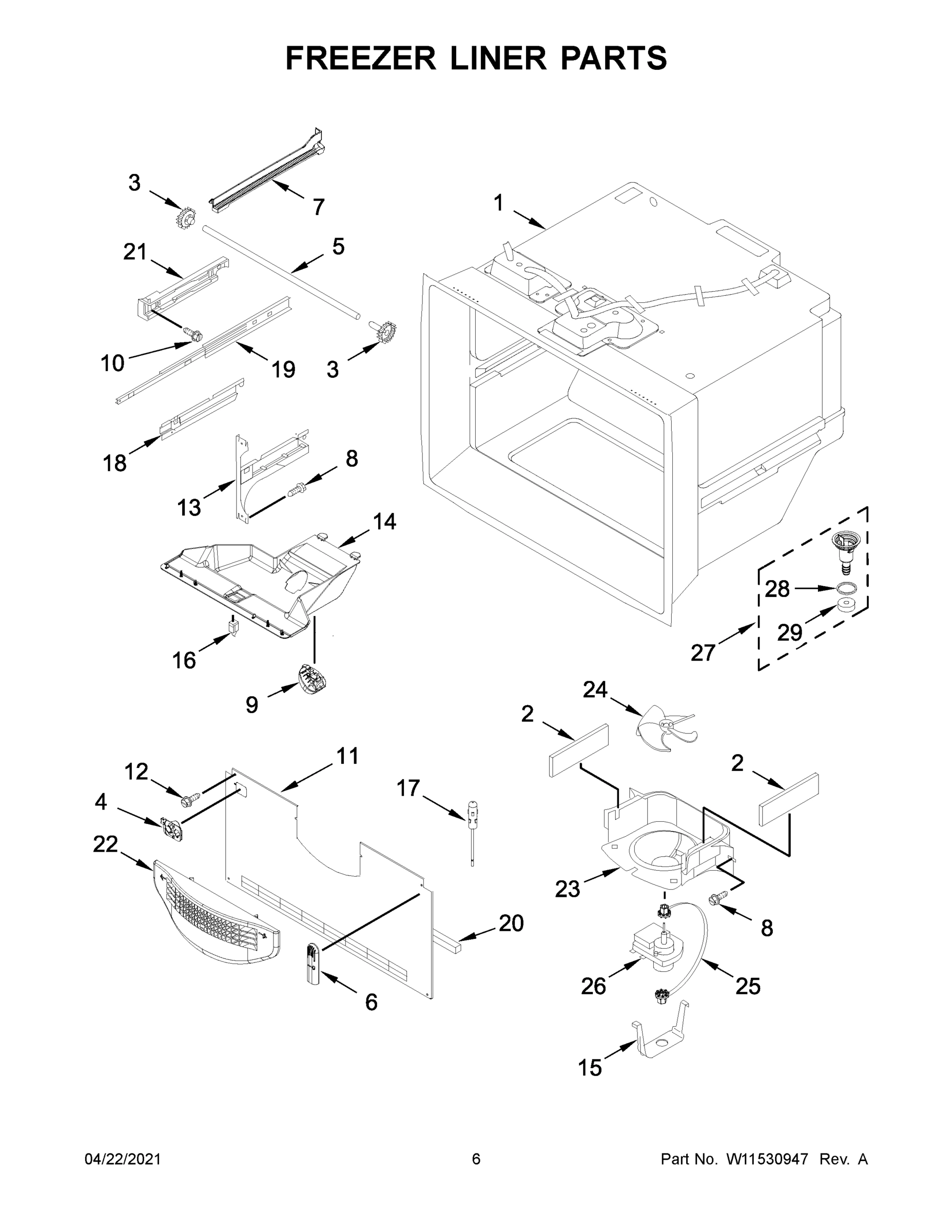 04 - FREEZER LINER PARTS