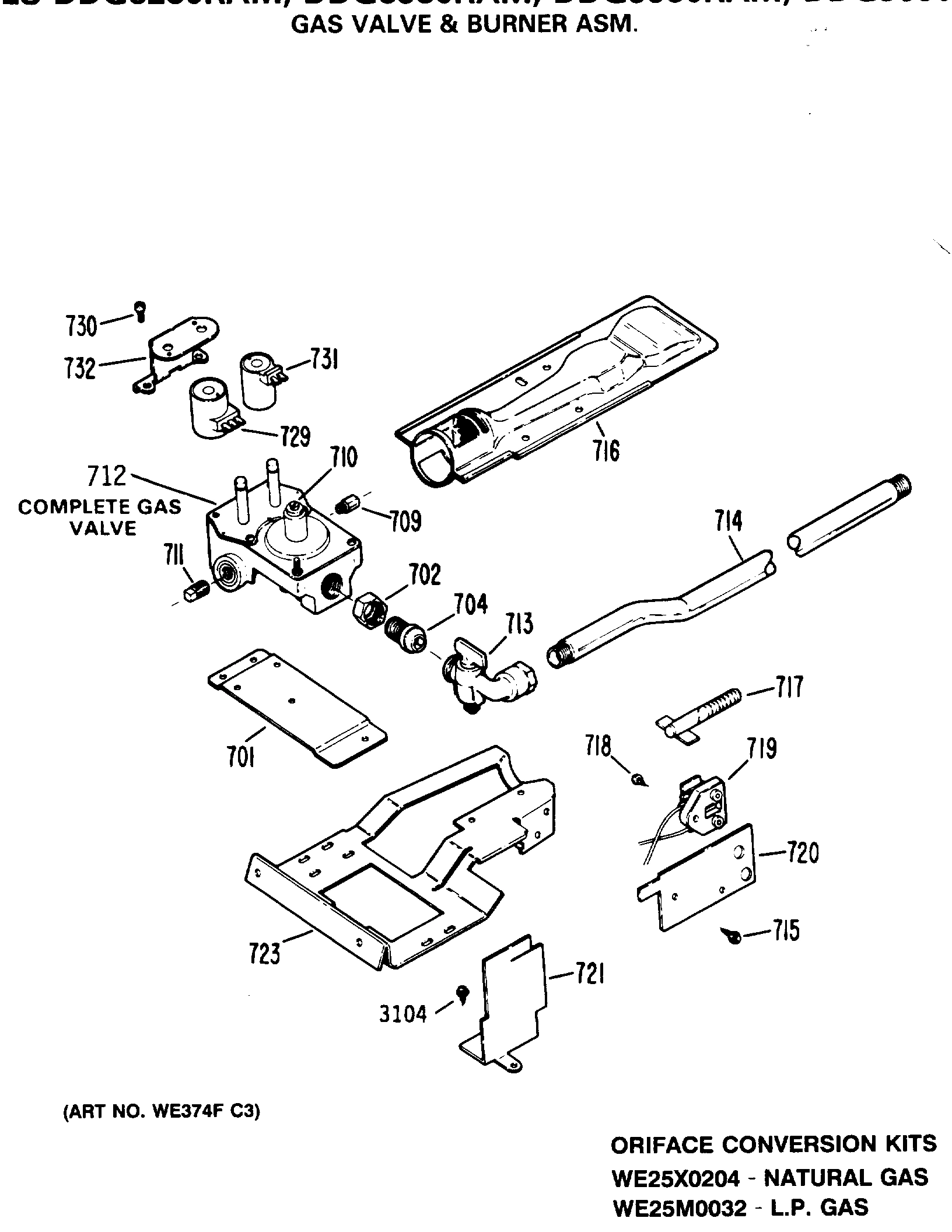 GAS VALVE & BURNER ASM.