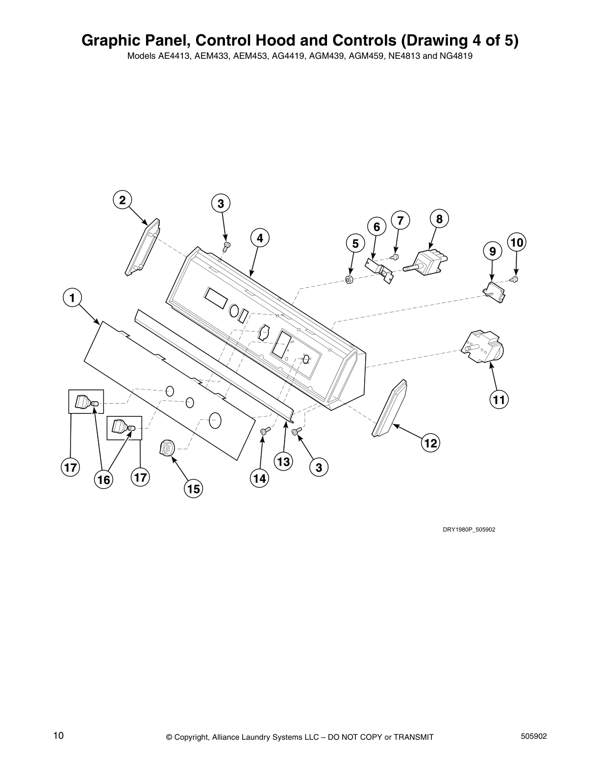Graphic Panel, Control Hood and Controls (Drawing 4 of 5)