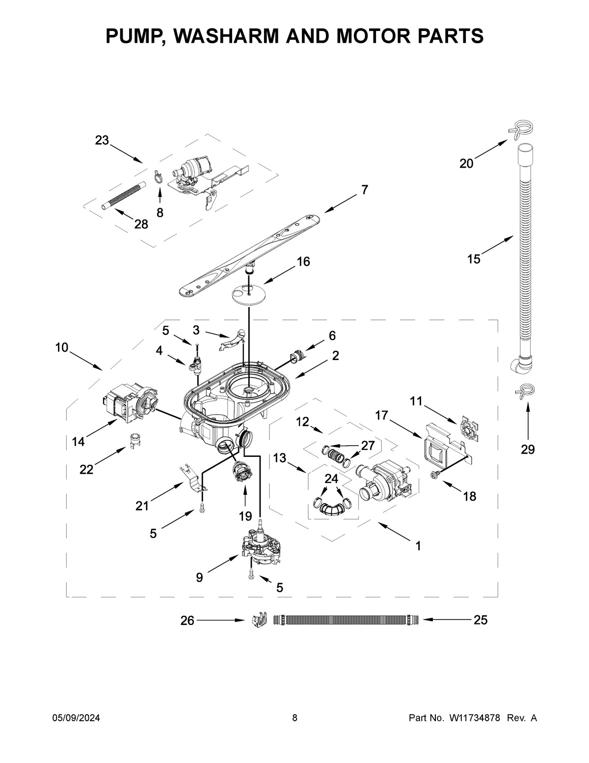 05 - PUMP, WASHARM AND MOTOR PARTS