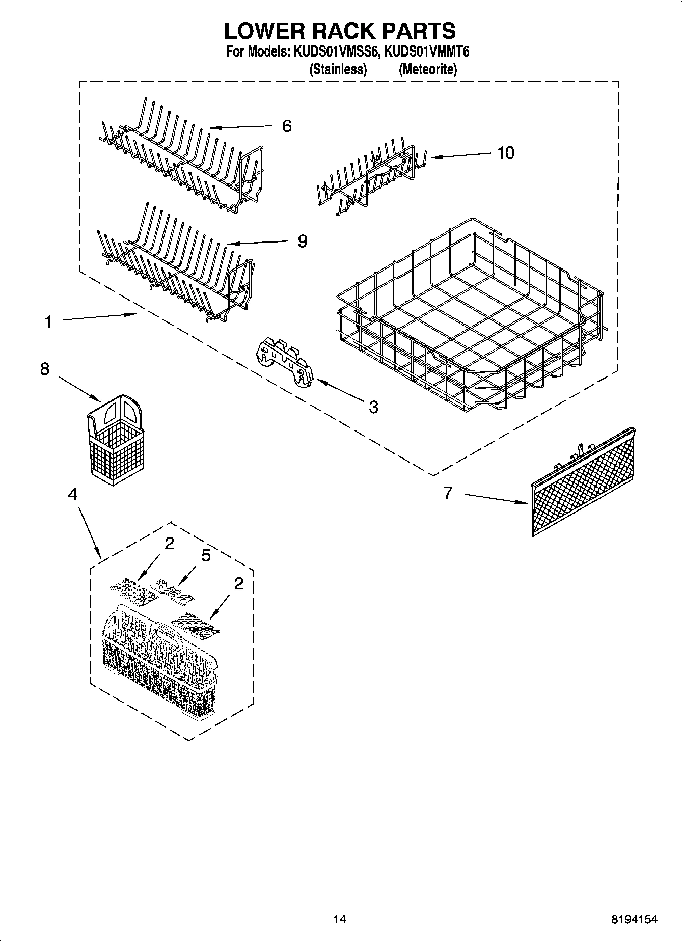11 - LOWER RACK PARTS, OPTIONAL PARTS (NOT INCLUDED)