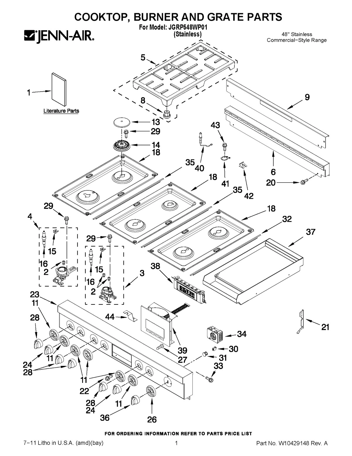 01 - COOKTOP, BURNER AND GRATE PARTS