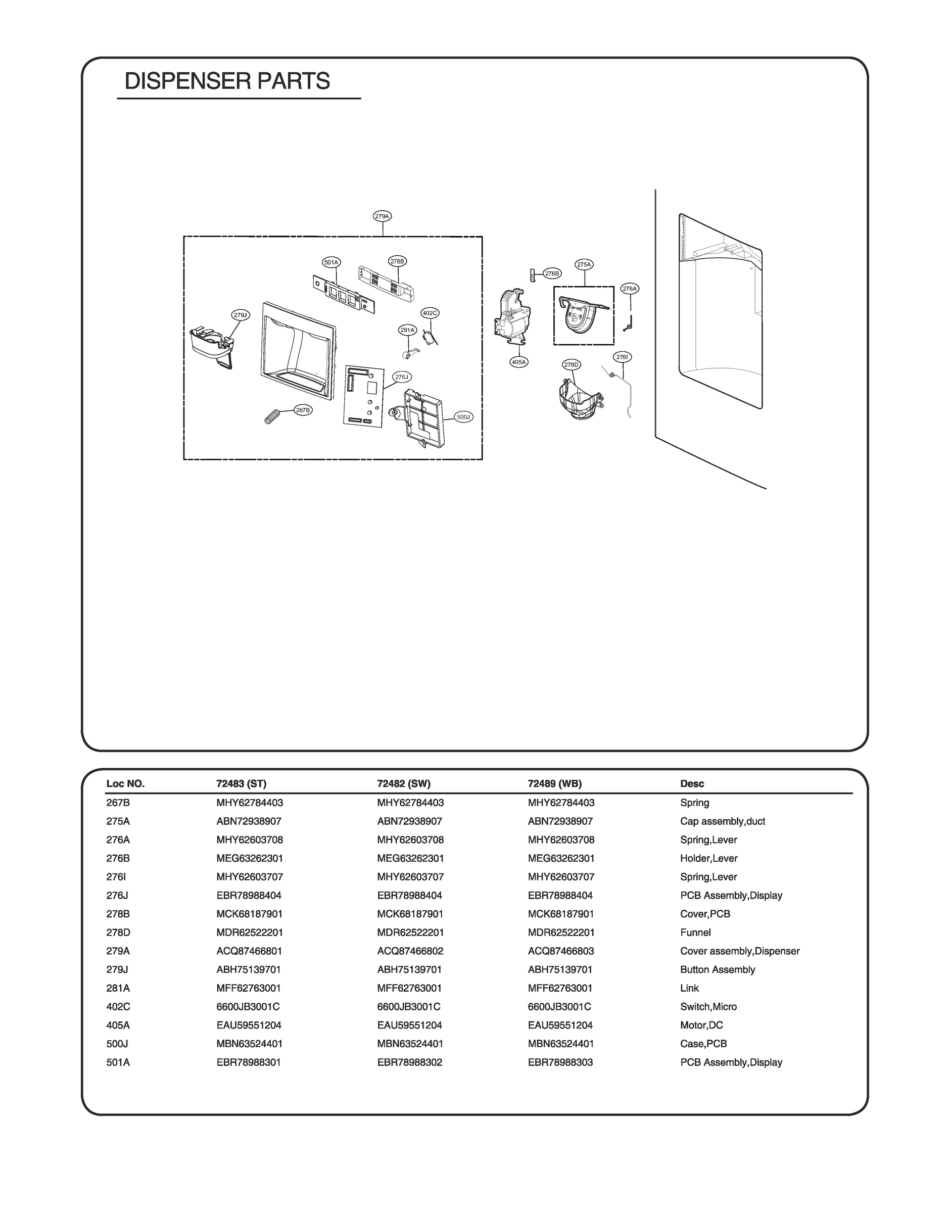DISPENSER PARTS