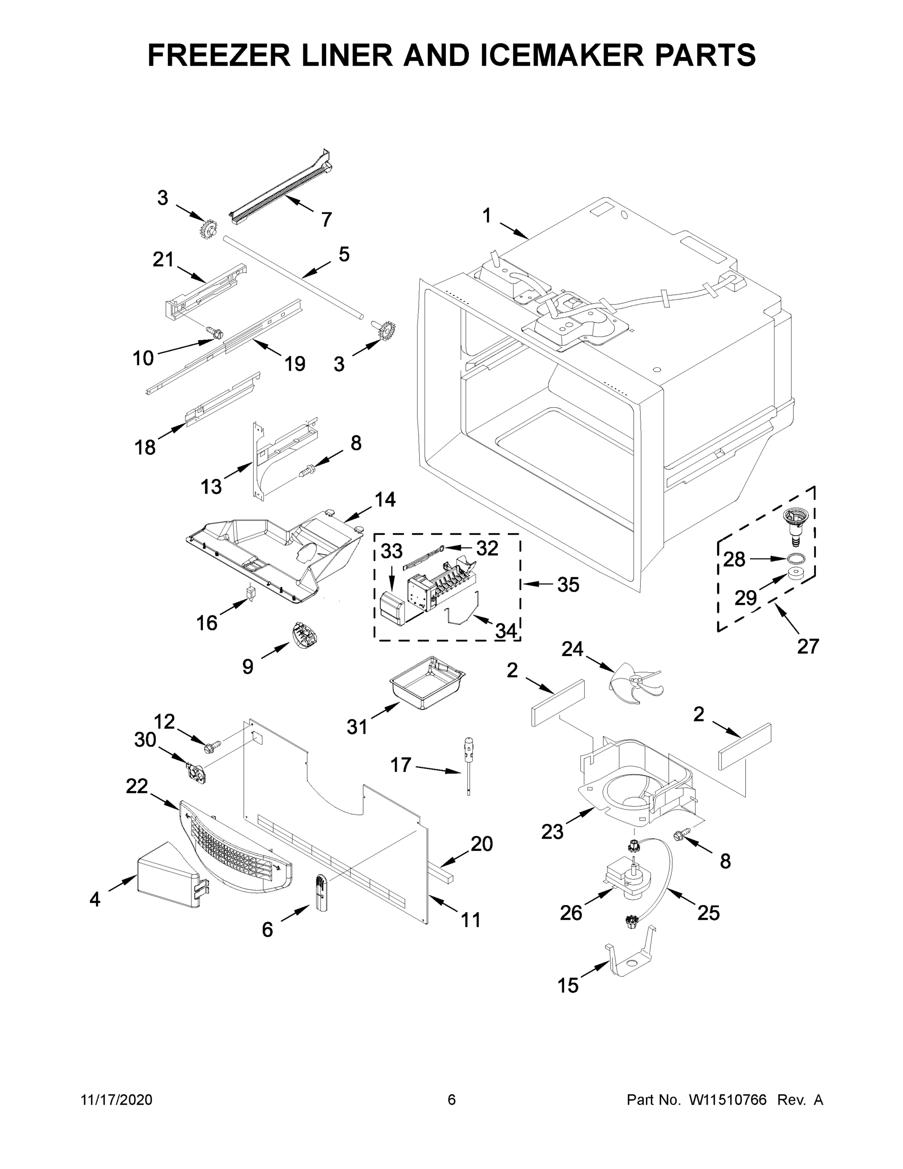 04 - FREEZER LINER AND ICEMAKER PARTS